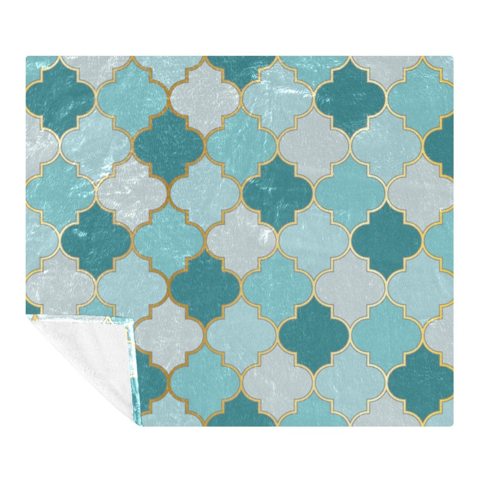 Couverture polaire bleu-vert en microfibre 150x130 cm pour lit et canapé