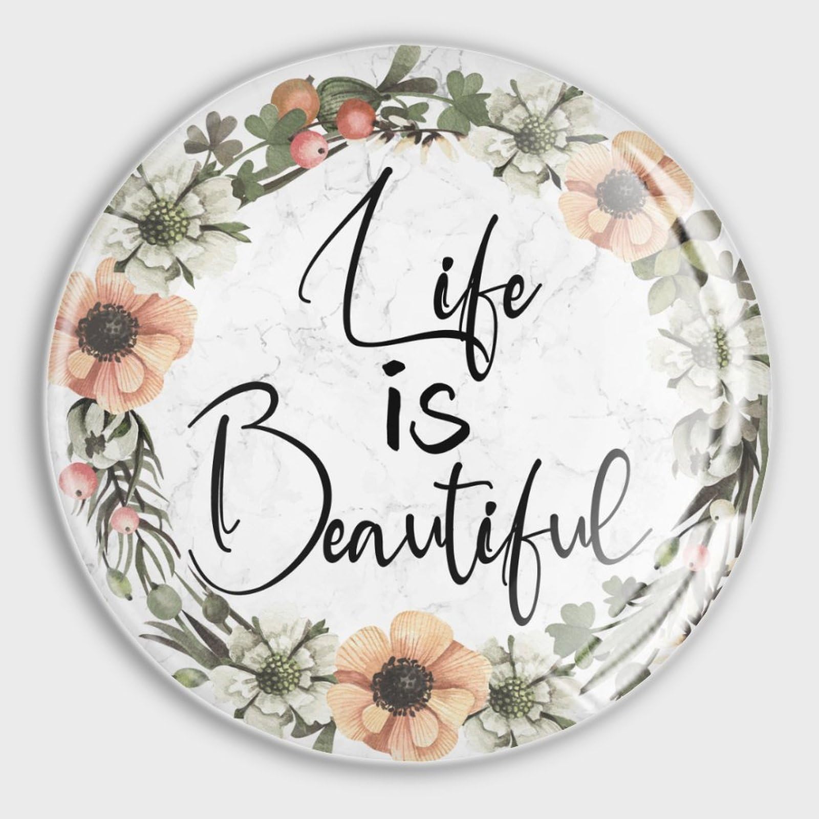 Imanes para nevera con corona floral Life Is Beautiful juego de 4 imanes pequeños decorativos