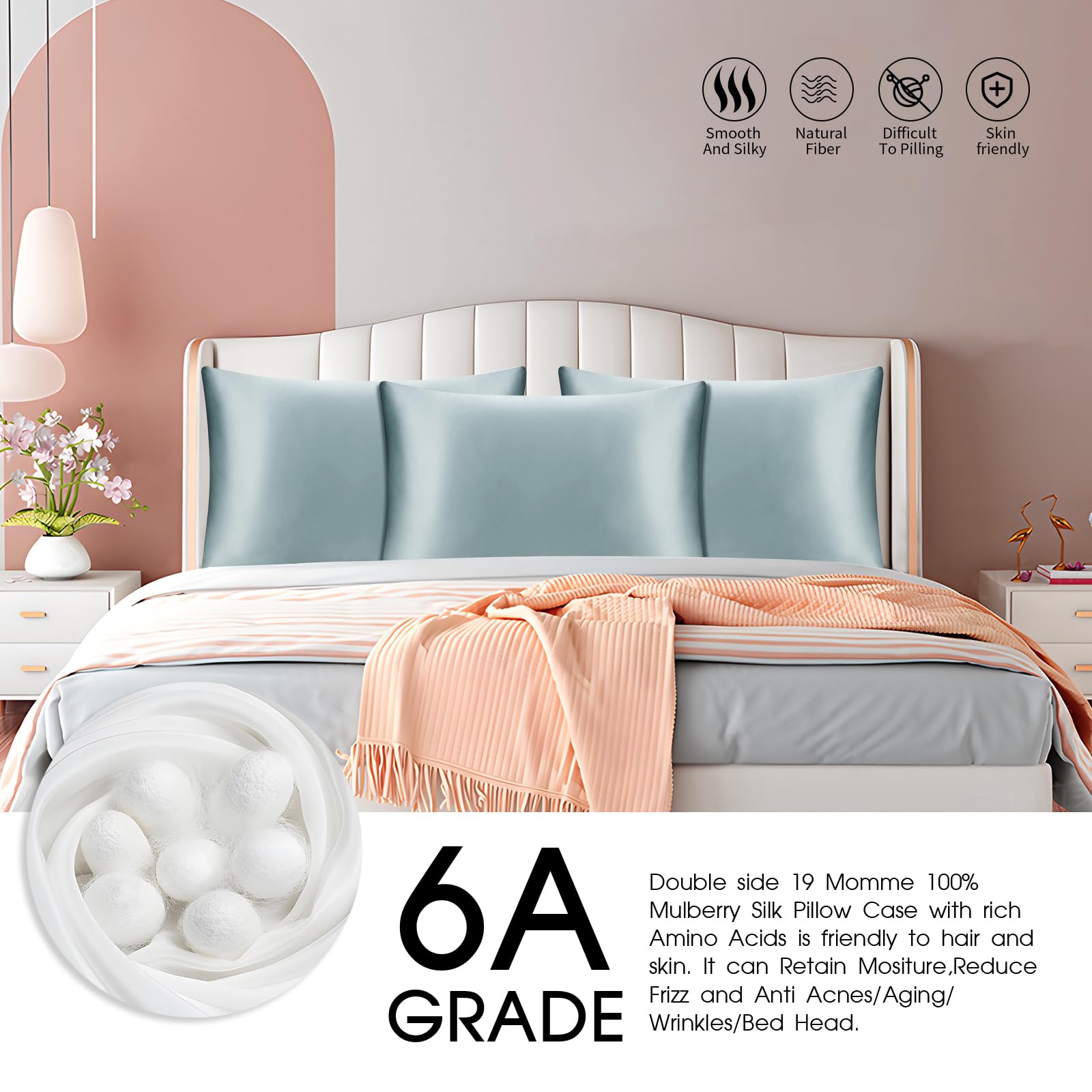 SILKTALE 100% 19MM Mulberry Silk Toddler/Travel Pillowcase, Small Silk Pillow Case for Kids/Baby with Hidden Zipper 1pc - Image 4