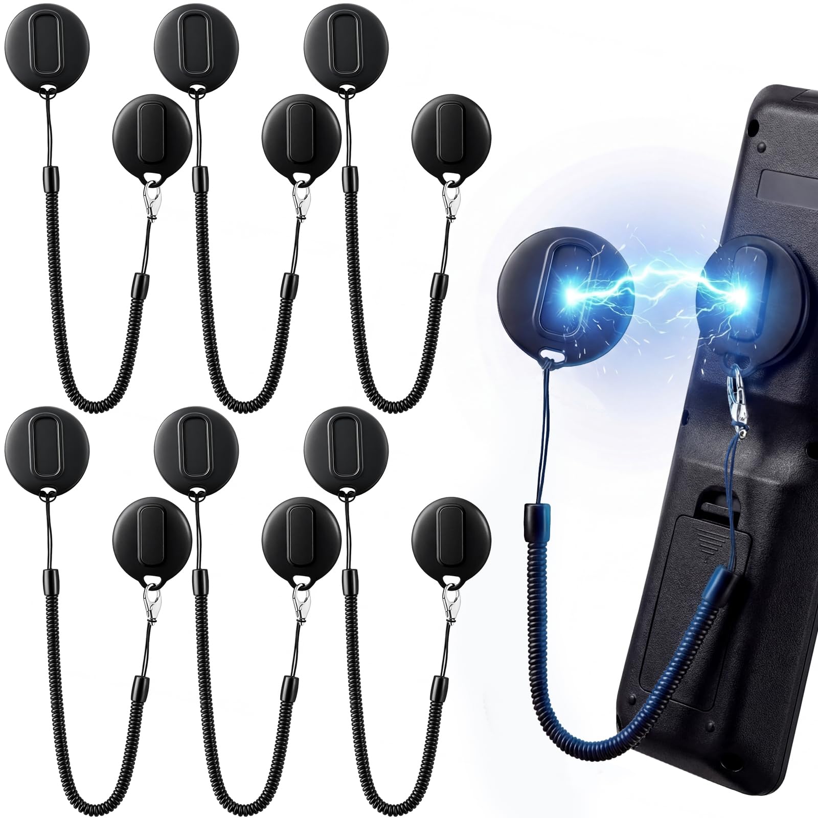 Novabright Confezione da 6 supporti magnetici per telecomando con cavo di sicurezza, organizer adesivo per montaggio a parete per una facile installazione, stabile, adatto per ventilatori TV e