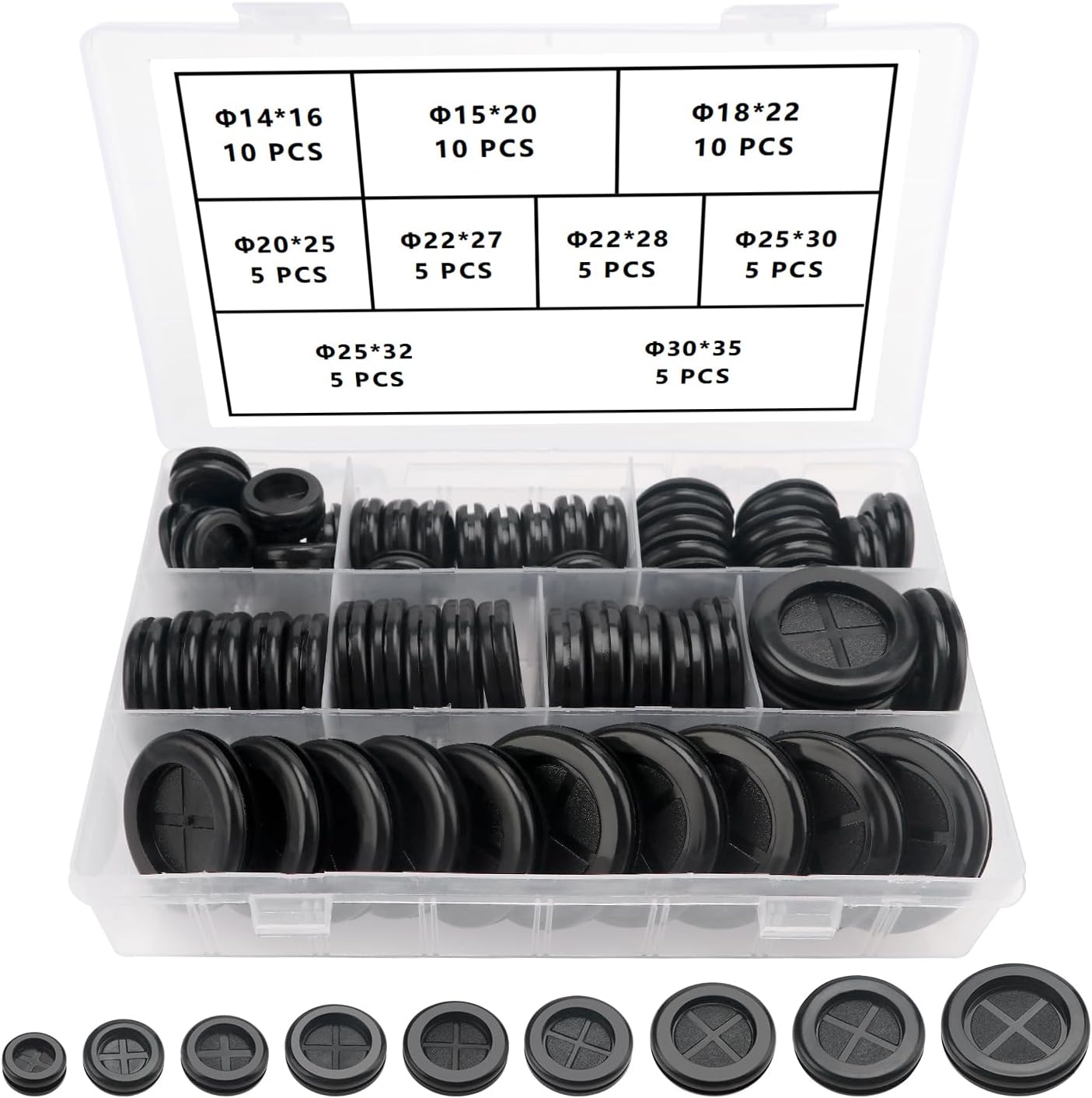 QUARKZMAN Kabeldurchführungen 30mm - 5 Stück Gummitüllen Schwarz