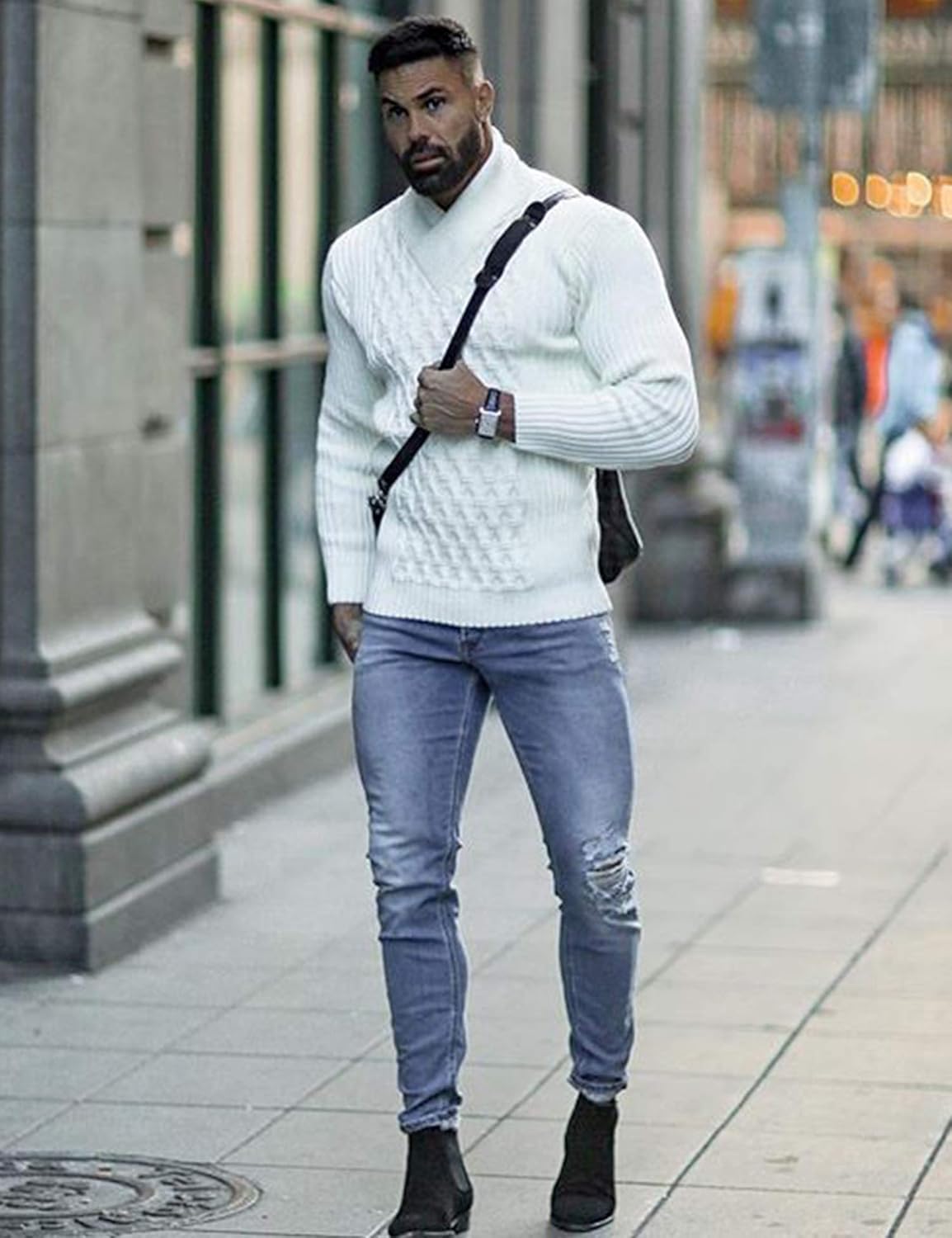 COOFANDY Mens Pullover Sweaters Fashion Diamond Knit Sweater Stylish Knitwear Lightweight Jumper