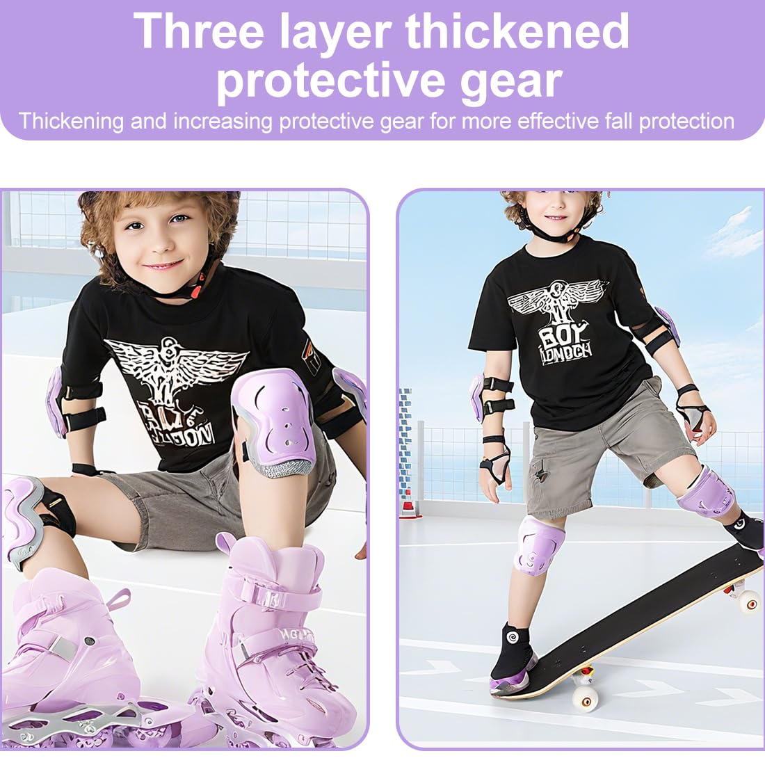 IKOPFLN 6 pezzi Set di Protezioni per Bambini, Ginocchiere per bambini, per skateboard, pattini in linea, hoverboard, bicicletta