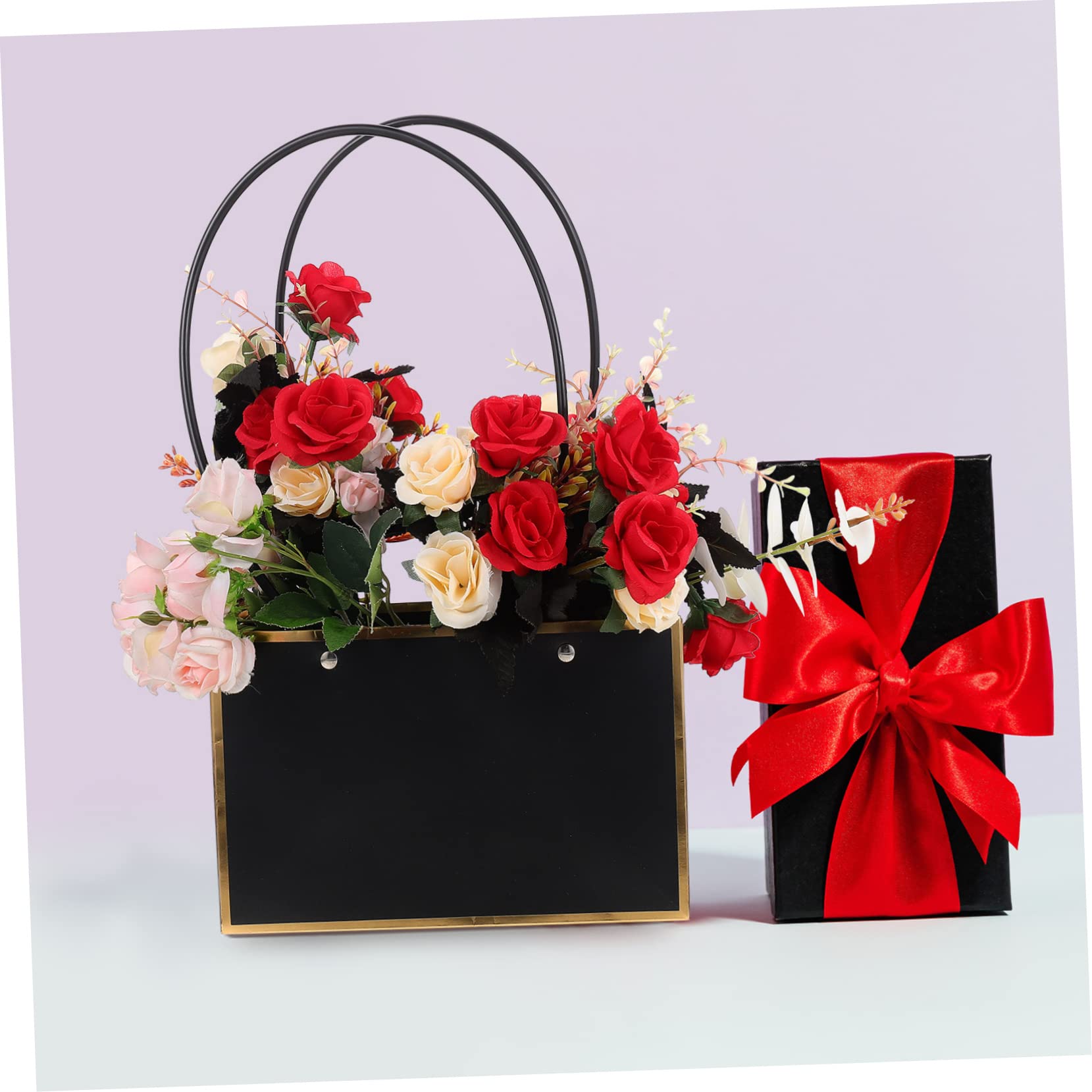COLLBATH 10pezzi Borse Per Bouquet Con Sacchetti Per Fiori Porta Bouquet Kraft Nero Con Regali e