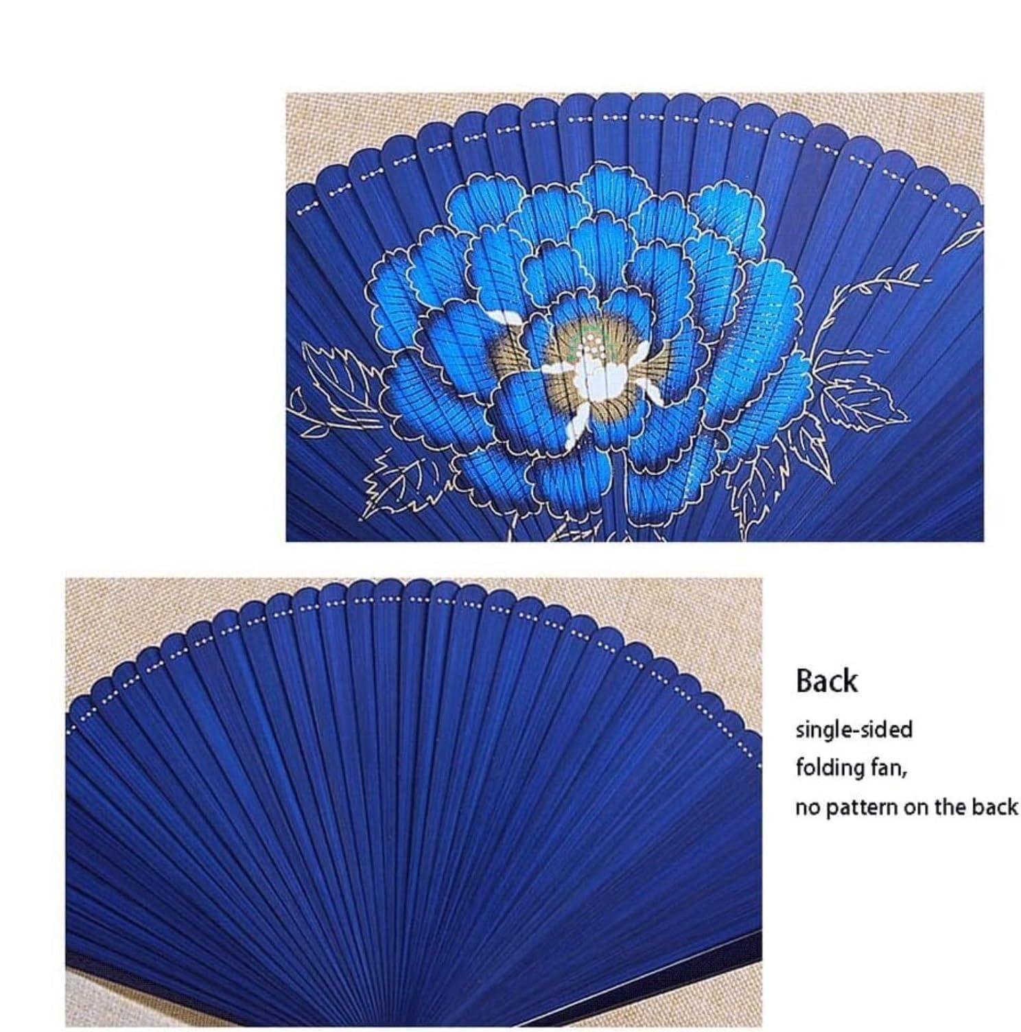 Abanico Banquete De Boda Verano Abanico De Mano con Patrón Peonías, Ventilador Chino, Accesorios Hanfu, Plegable Japonés Diseño Tallado Hueco(Bruin)