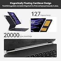 Vista 3 de Funda de teclado para iPad Air de 13 pulgadas (M3/M2, 2025/2024) y iPad Pro de 12.9 pulgadas (3ª/4ª/5ª/6ª Gen): Funda de teclado Bluetooth magnética