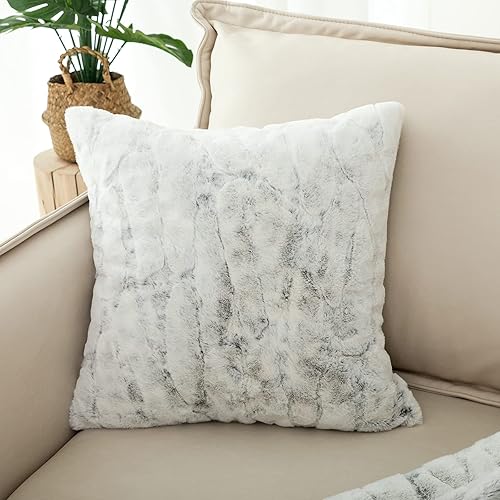 Miniatura 7 de Snuggle Sac Paquete de 2 fundas de almohada de piel sintética de lujo funda de cojín de piel suave de 18 x 18 pulgadas