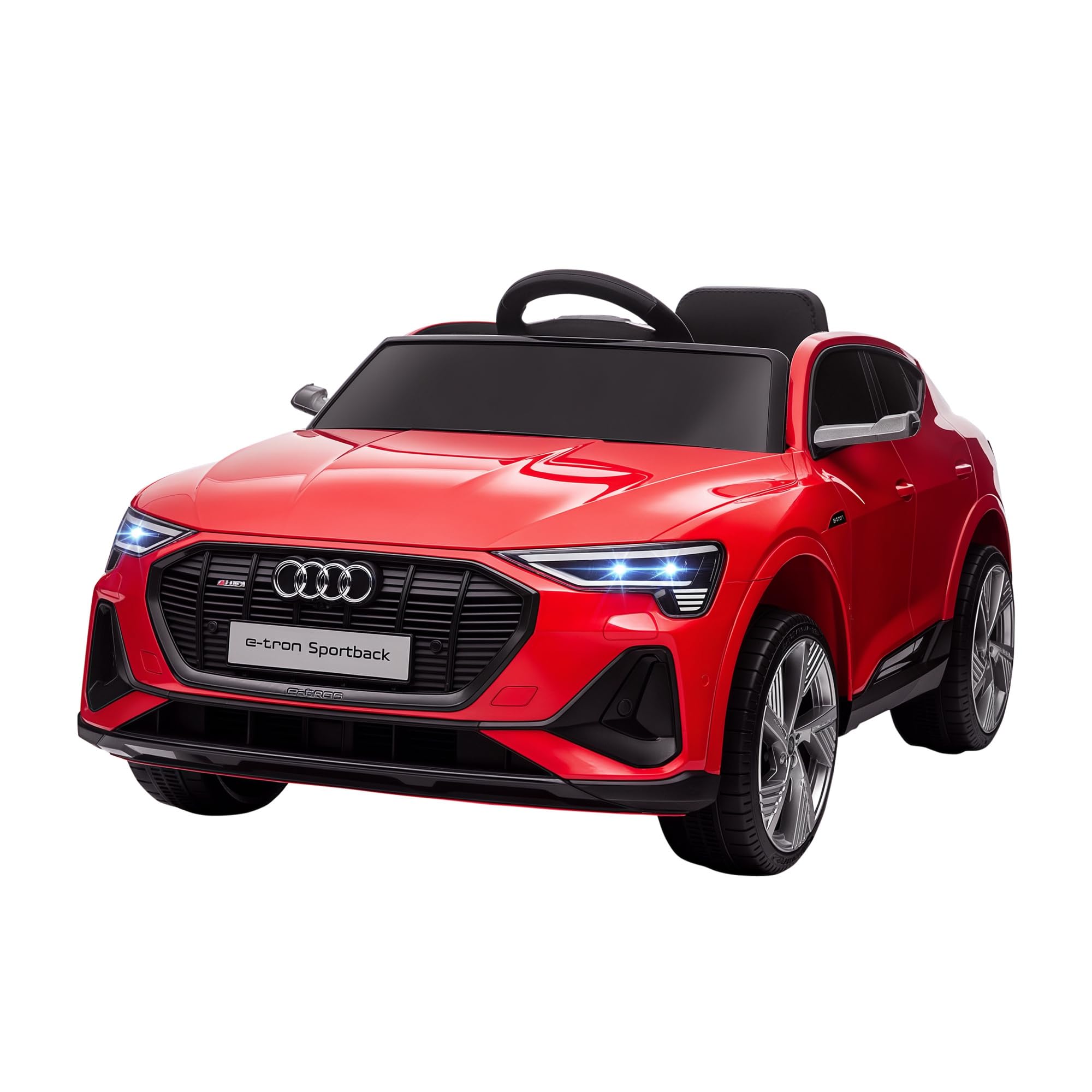 HOMCOM Voiture électrique Enfants sous Licence Audi e-​tron Sportback, véhicule électrique 12V Max. 5 Km/​h avec télécommande 2,​4G, phares LED, Musique, klaxon, Port USB, MP3, Rouge