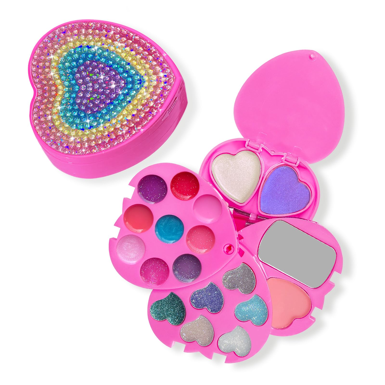 Heart Shape for Kids Makeup Kit, Real, Non Toxic, Washable Make Up for Girls Kids