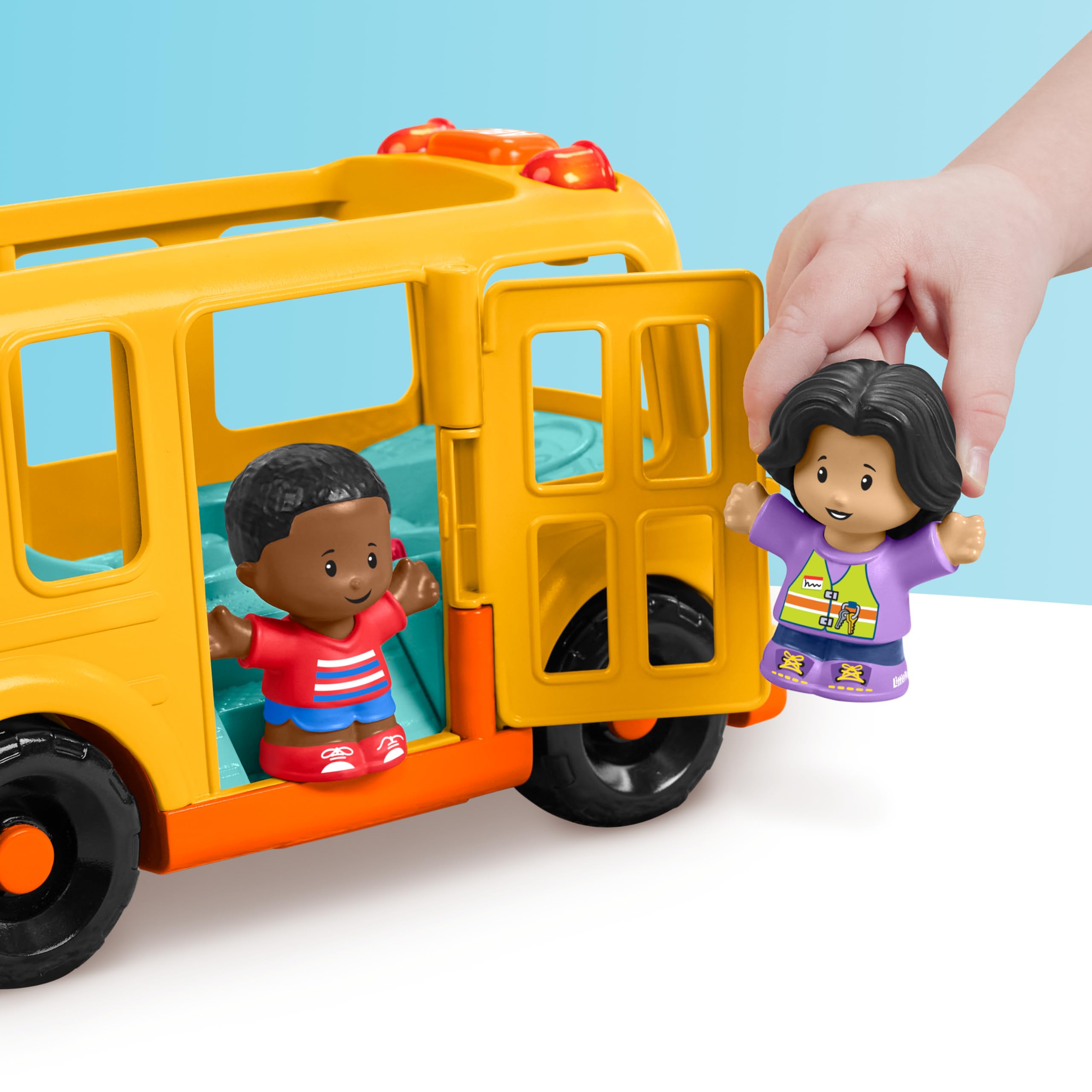 Fisher-Price Little People muzyczny pojazd szkolny z 2 figurkami, dla dzieci od 1 roku, wersja wielojęzyczna, HYT03