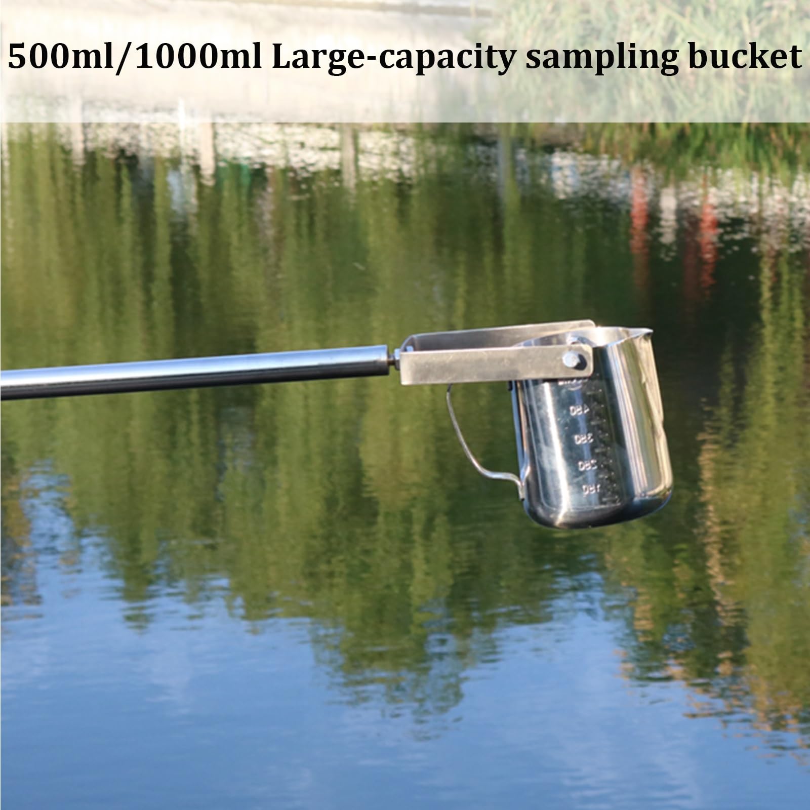 Perche de prélèvement d'échantillons d'eau avec Godet gradué de 500/1000 ML, télescopique en Acier Inoxydable, pour puits, réservoirs et étangs(500ML,2M/6.5FT)