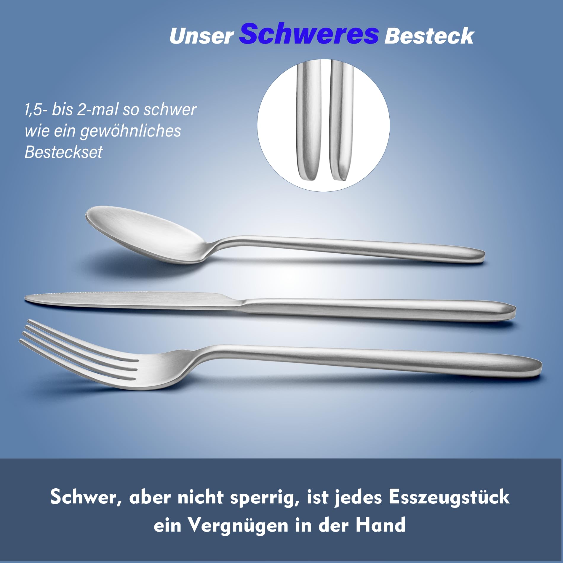 30-teiliges Schweres Besteck Set 6 Personen, EIUBUIE Elegantes Besteck Matt | Runder Griff, Hochwertiges Edelstahl Besteckset, Spülmaschinenfest, Essbesteck Set, matt gebürstet, Messer Gabel Löffel