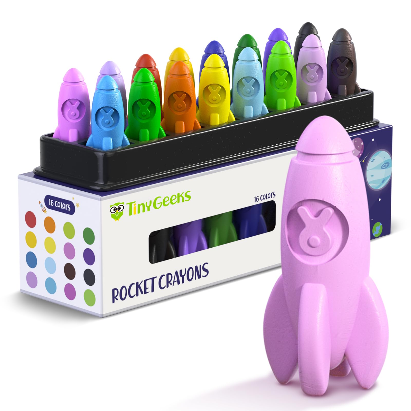 Amazon.co.jp: TinyGeeks ロケットクレヨン 16個 - 非毒性、洗濯可能