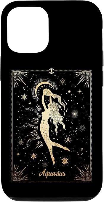 iPhone 12/12 Pro Aquarius Zodiac Sign Witchy Astrology Vintage Tarot Card Case