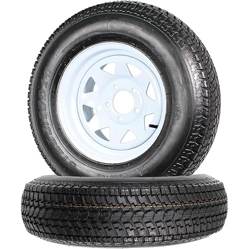 ST205/75D14 Trailer Tires with 14'' Rims, 5 Lug on 4.5'', Load Range C, 6PR
