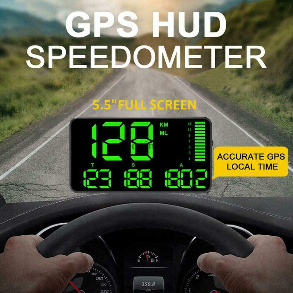 Baceyong Wyświetlacz HUD samochodowy, cyfrowy prędkościomierz GPS z 5,5-calowym ekranem HD