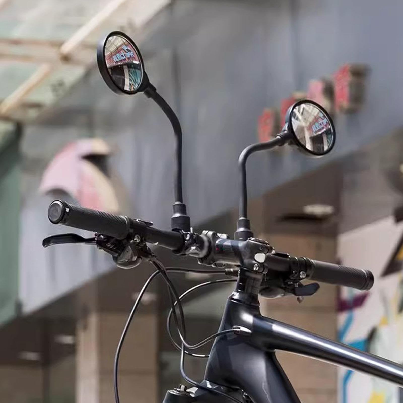 Support de Guidon de Rétroviseur de Vélo Rotatif à 360 ° Miroir de Vélo Sûr pour Vélo de Route de Montagne, Moto électrique,Black Acrylic Convex-1Piece