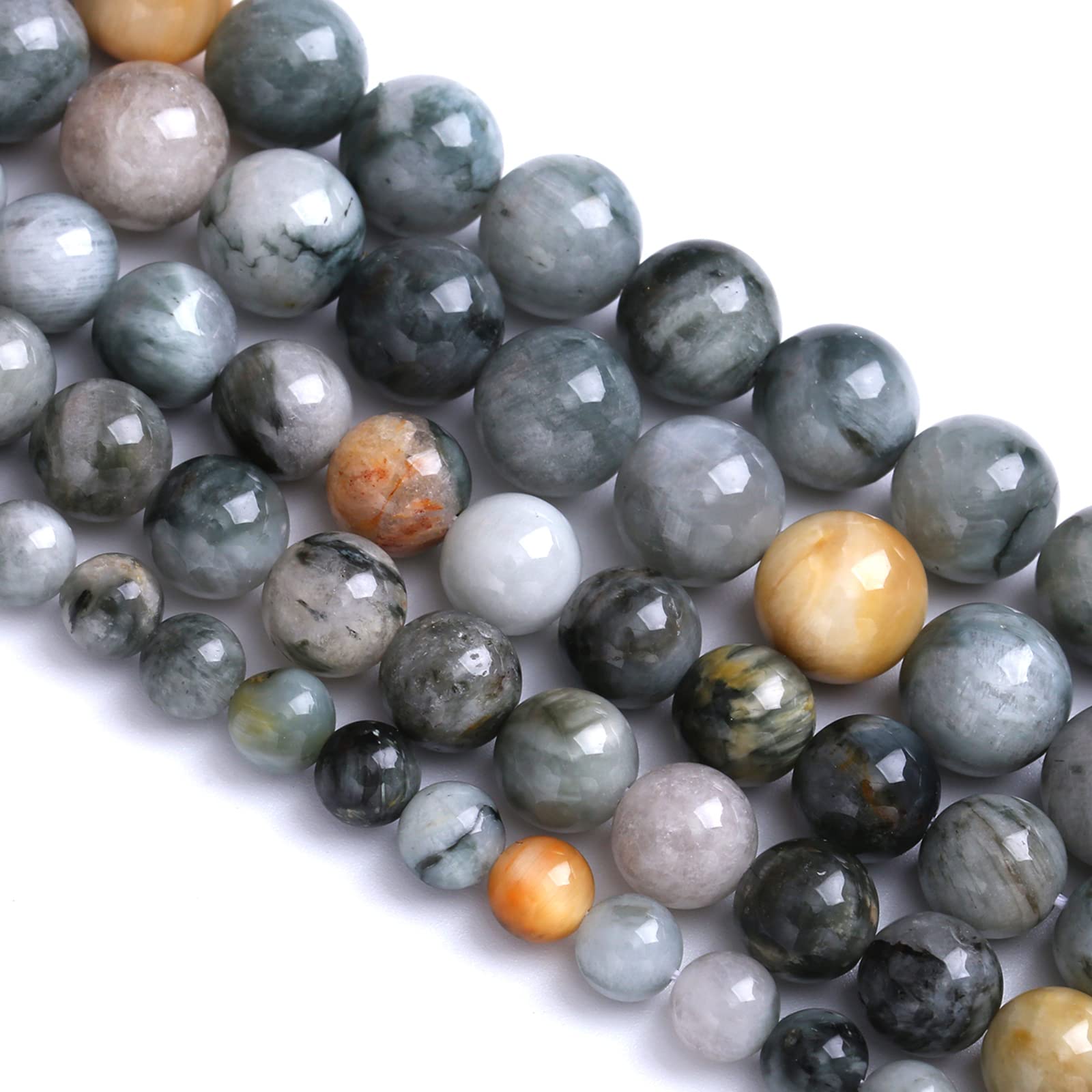 10MM 38PCS Natural Hawk Eye Stone Beads Round Loose Beads for Jewelry Making DIY Bracelet Necklace