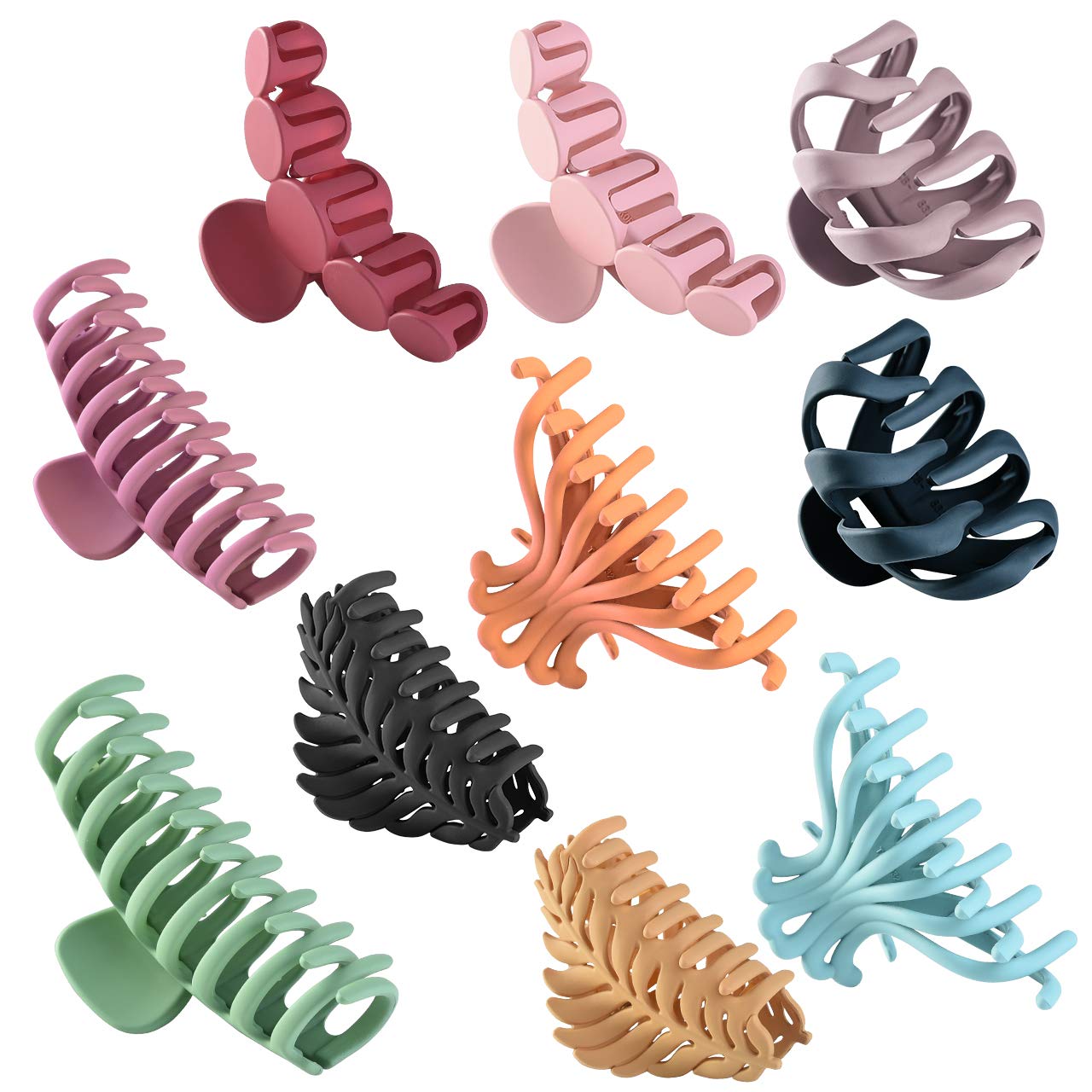 Vathery 10 Pack Hair Clips Claw, Plastic Strong Hold Hair Clamp for Women Girls (5 Styles)