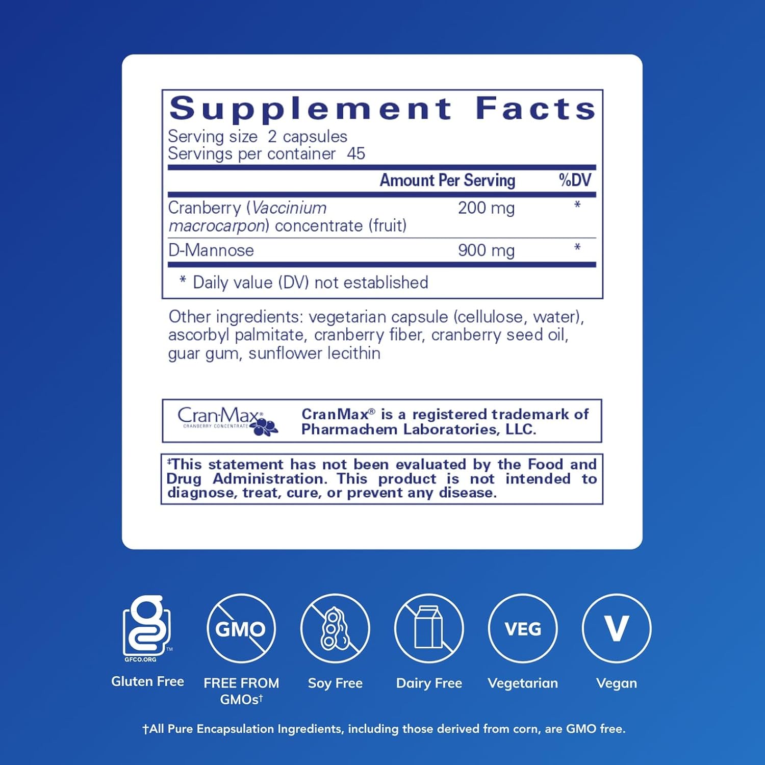 Pure Encapsulations Cranberry D-Mannose - Supports Urinary Tract Health* - with Cranberry Fruit Solids - Vegan & Non-GMO Dietary Supplement - 90 Capsules - Image 2