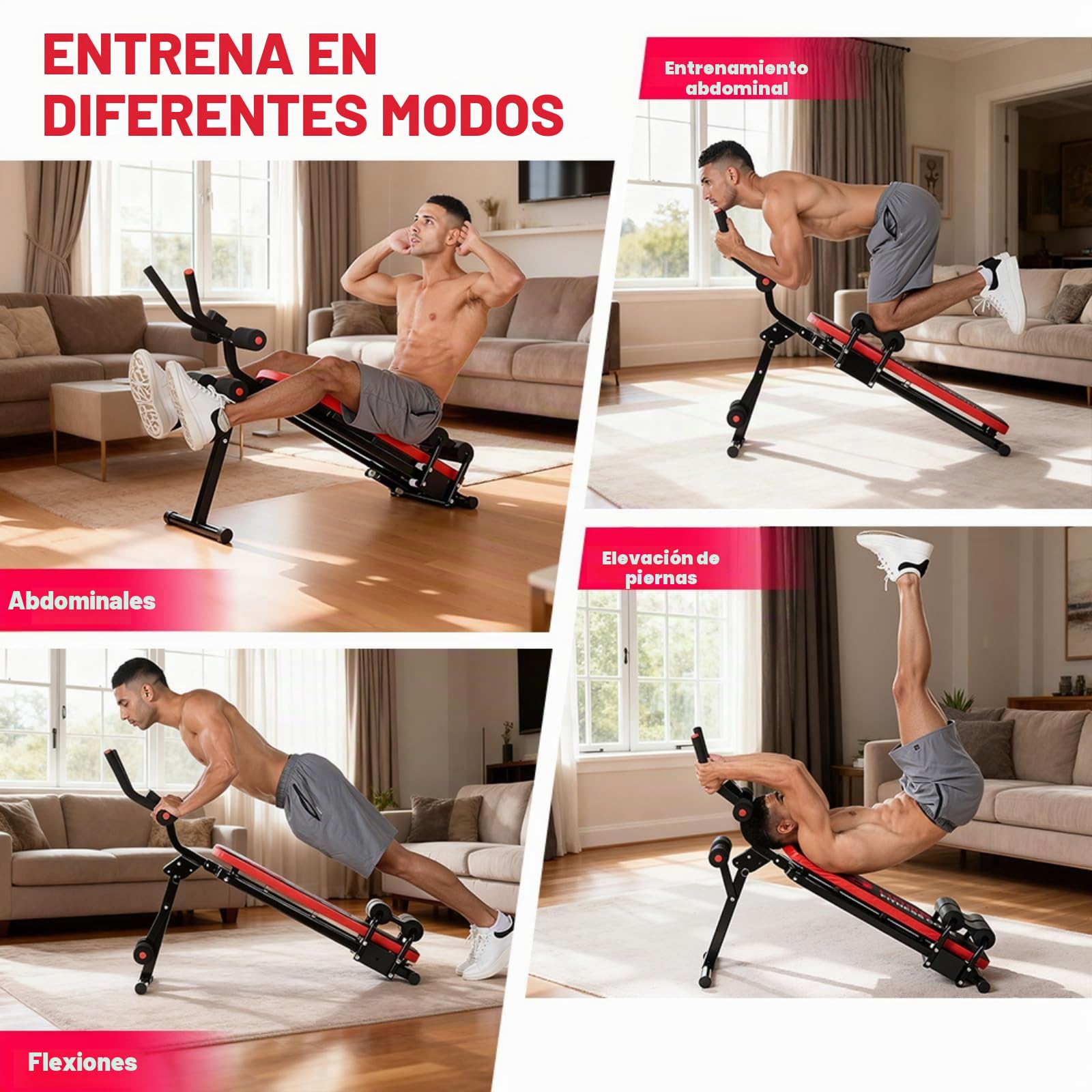 Entrenador abdominal para el hogar, dispositivo de entrenamiento multifuncional, capacidad de carga de 150 kg, para entrenamiento de cuerpo completo, abdominal, con contador