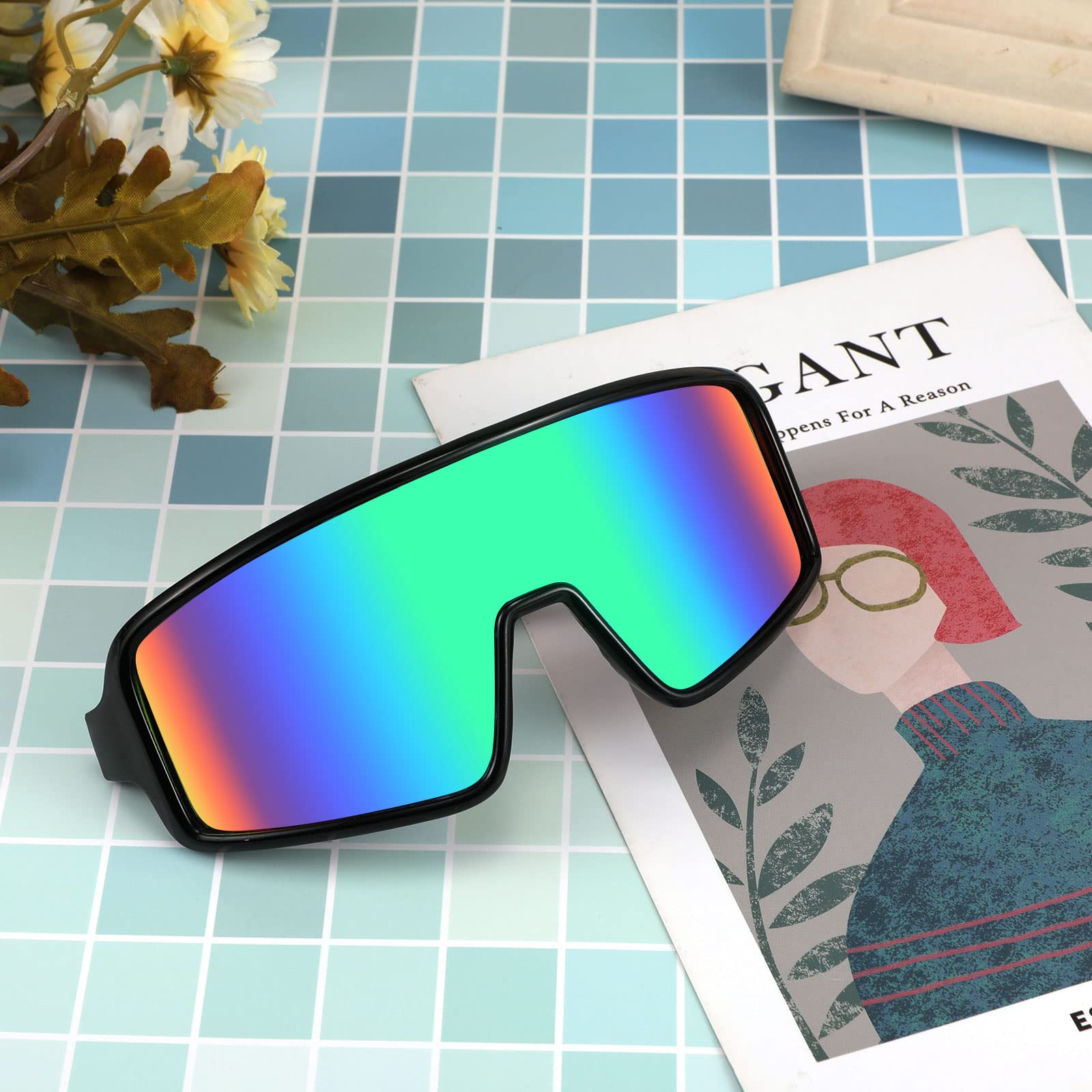 WANWAN Herren-Sonnenbrille mit großem Rahmen, modisch, Radfahren, Sport, Laufen, Fahren, Angeln, Trekking