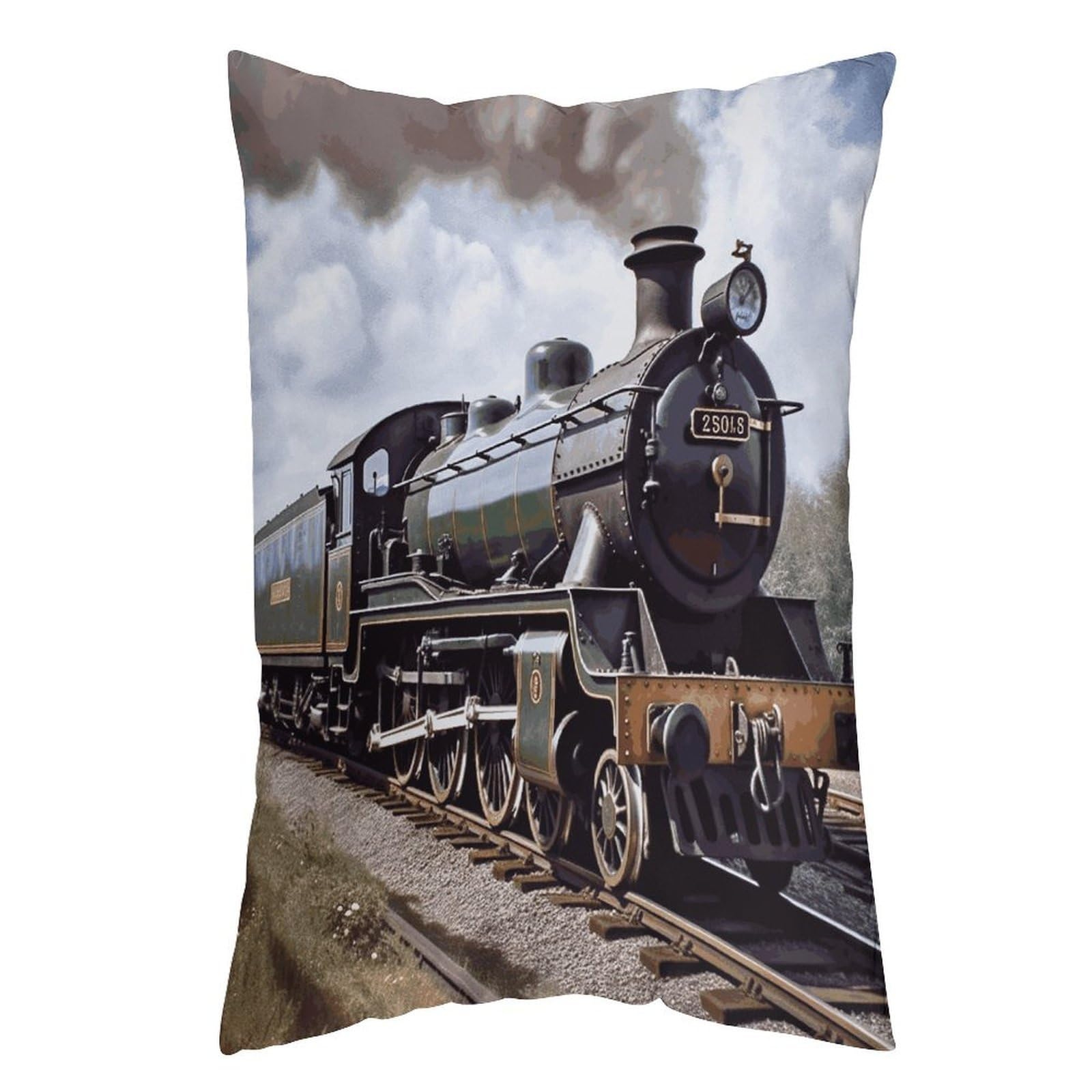 LDGSUPH Steam Locomotive Train Pillow Cases Soft Pillowcase with Invisible Zipper Wrinkle Resistant Pillow Covers Breathable Removable Pillow Protector for Bed Sofa Car 12 "x20