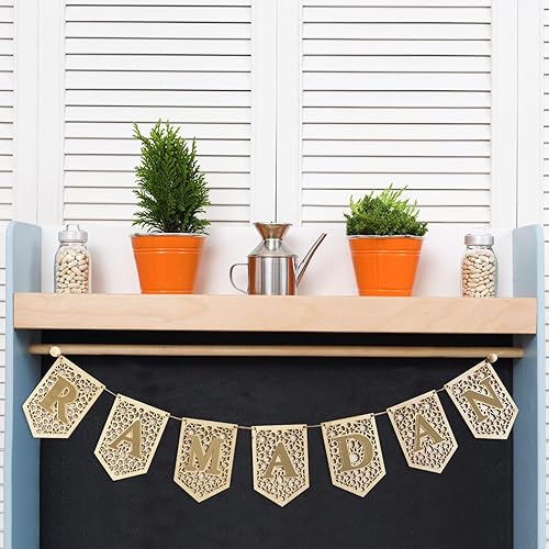 Miniatura 4 de Banner de Ramadán, decoración de ramadán, guirnalda de madera para puerta, ideas para el hogar, decoración colgante de pared, Eid Mubarak Kareem,