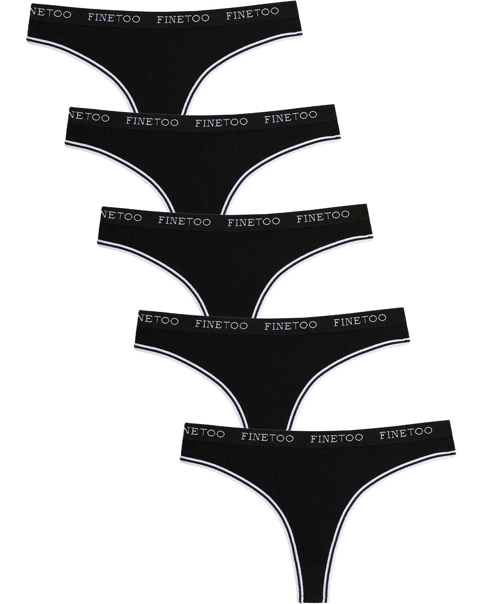 FINETOO 5er Pack String Tanga Damen Baumwolle mit Niedriger Leibhöhe Sportbund Thongs Unterhosen Frauen Bunte Streifen Mehrpack S-XL