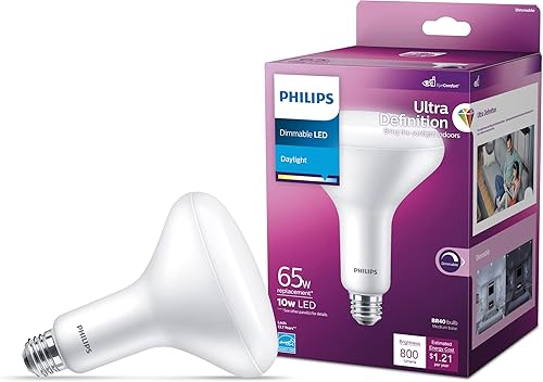 Bombilla BR40 regulable esmerilada sin parpadeo, tecnología EyeComfort, 800 lúmenes, luz diurna (5000 K) - 10 W  65 W - Base E26 - Certificado