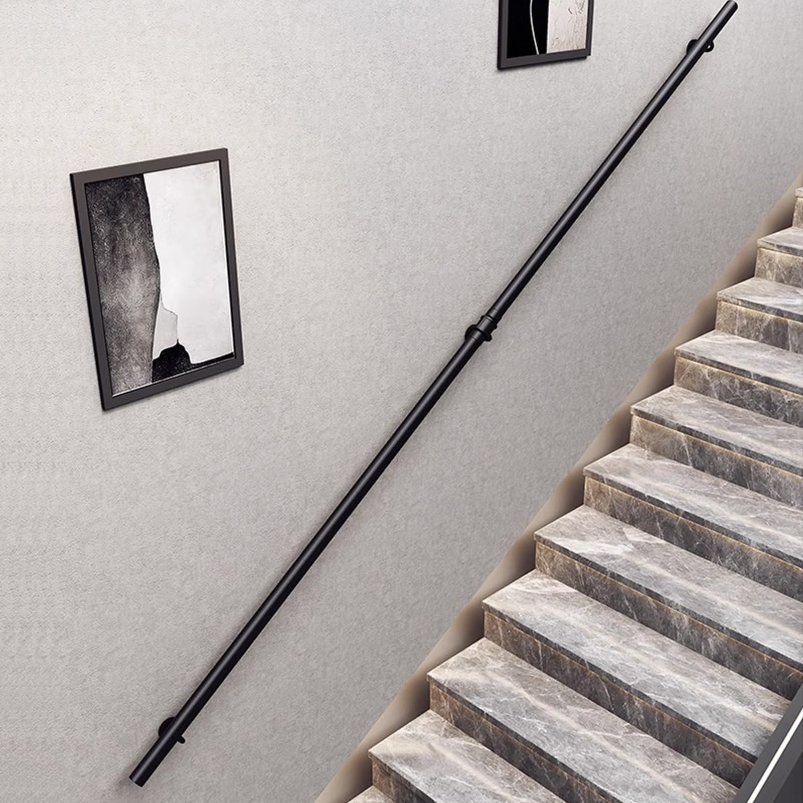FKXSXAZ Handrail for Stairs, 1-20ft Non-Slip Staircase Banister Hand Rails Indoor/Outdoor Steps, Black Industrial Metal Pipe Stairway Railing Safety Grab Bar(19ft/570cm)