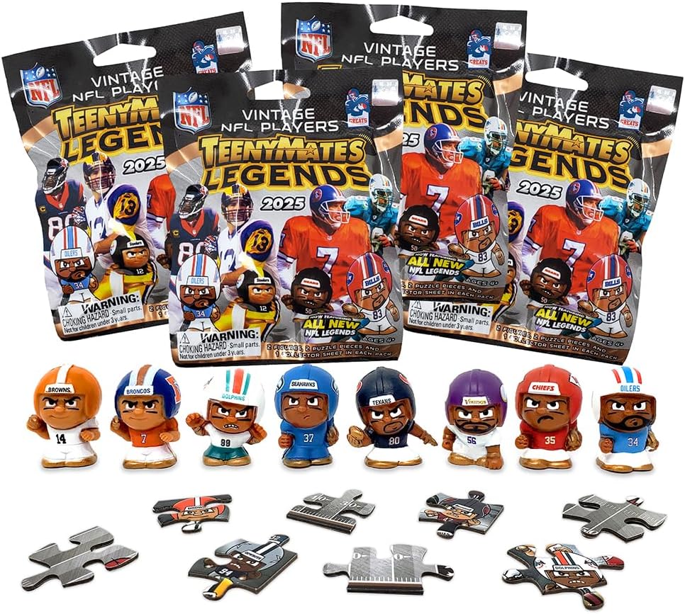Teenymates Party Animal Legends 2024 NFL Series 3 Figures Blind Bags Gift Set Party Bundle - 4 Pack