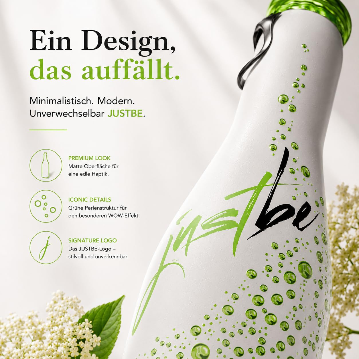 JustBe Hugo | Piccolo Wein-Cocktail I Holunderblüte + Minze Mix Aperitif (Hugo, 12 x 0,2l)