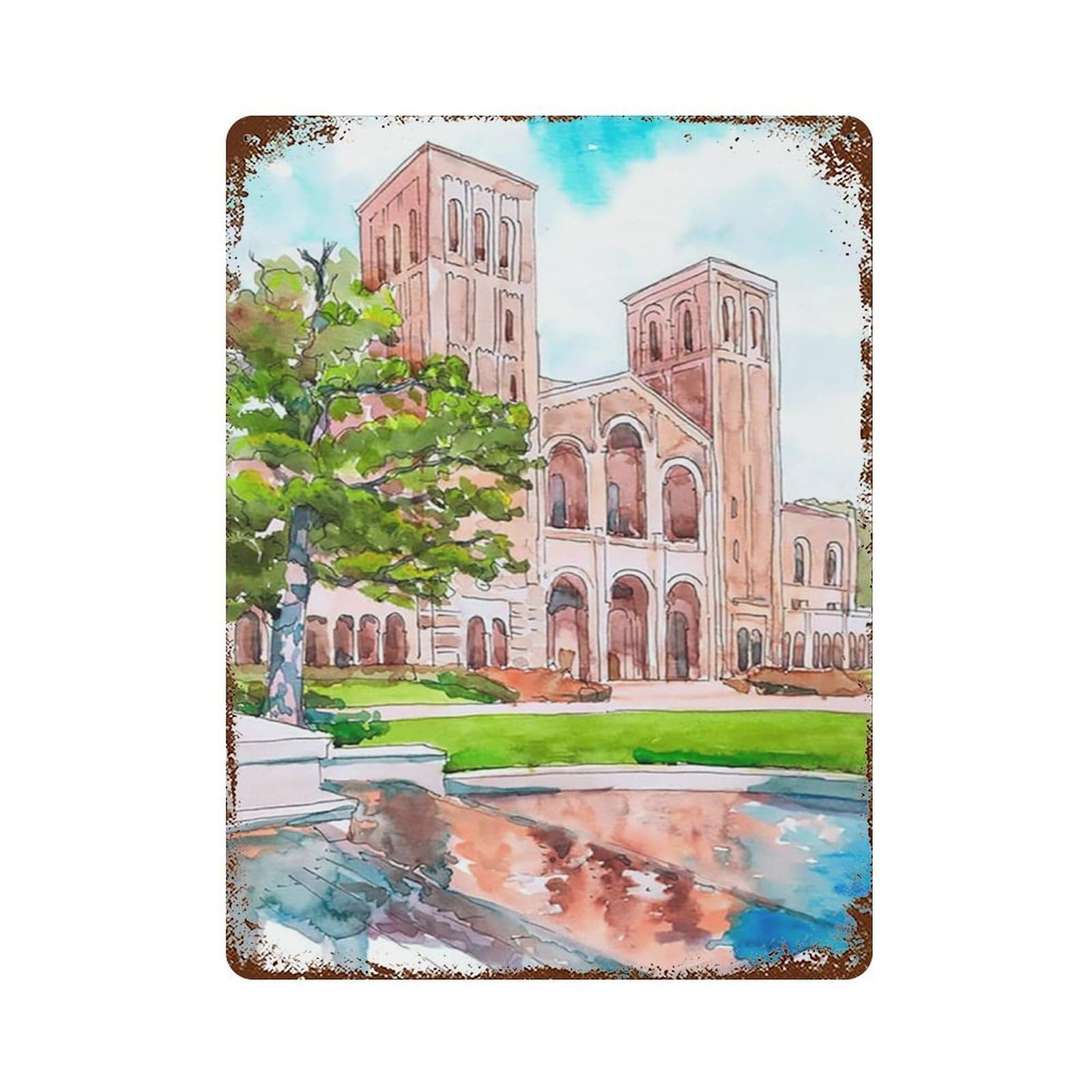 xiaoxiaoshen Cityscape University Of California Wall Decor Art Metal Tin Poster Modern Home Decor Art Home Bar Shop Decorations Vintage Sign 40x30cm