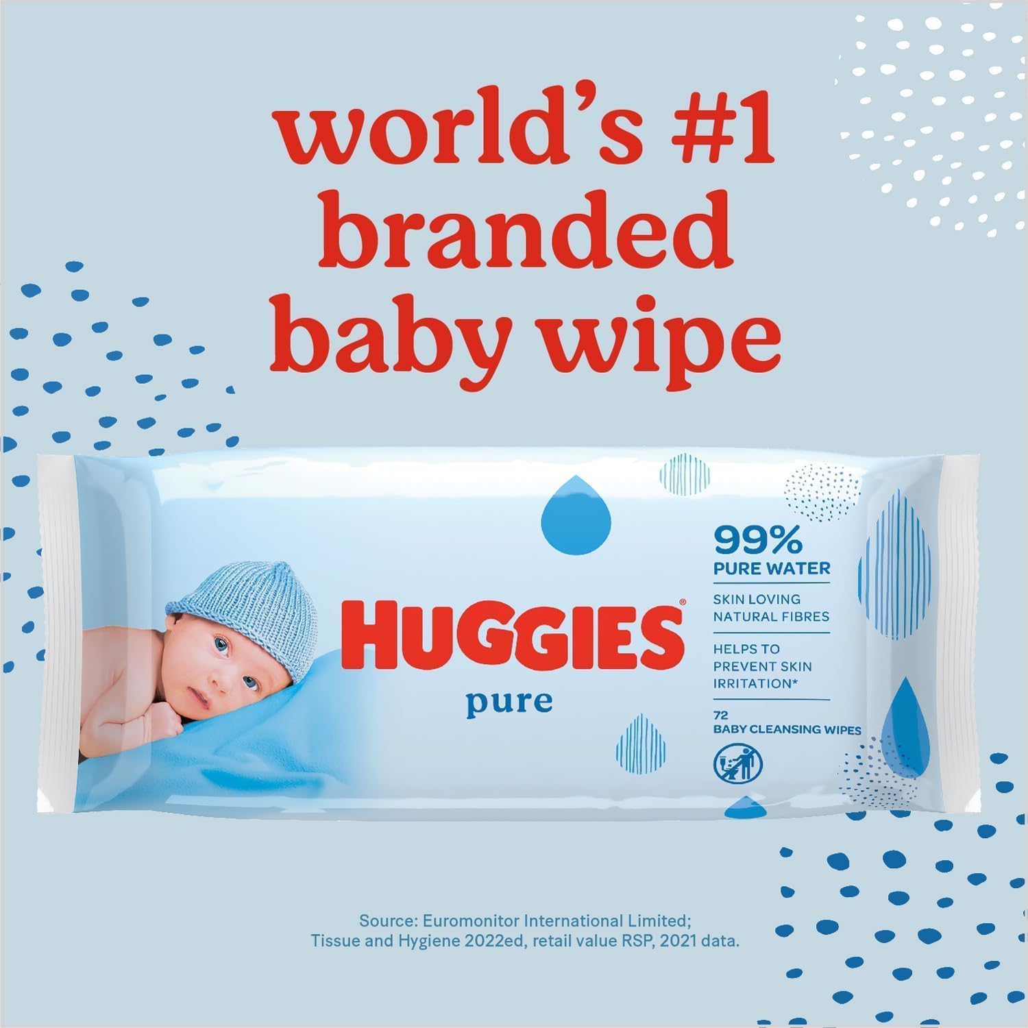 Huggies Pure Baby, Salviette neonato, 99% acqua pura, dermatologicamente testate e delicate,1008 Pz (18 x 56)