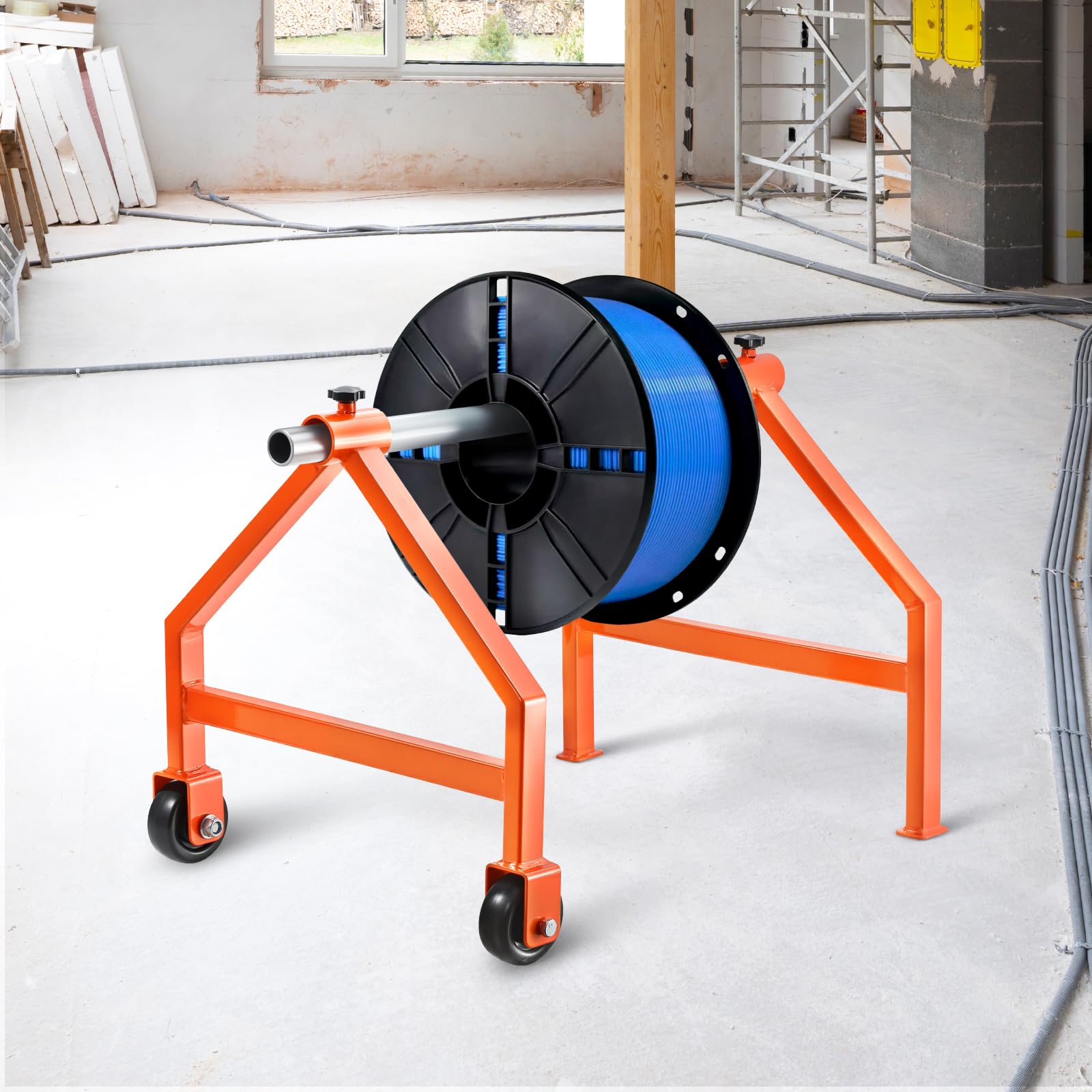 VEVOR Portacarretes de Alambre, Organizador Portátil para Cables con Ruedas, Portacarretes de Hasta 75,9 cm de Diámetro Carga de 99,8 kg para Uso Eléctrico, Industrial y Eficiencia de Trabajo