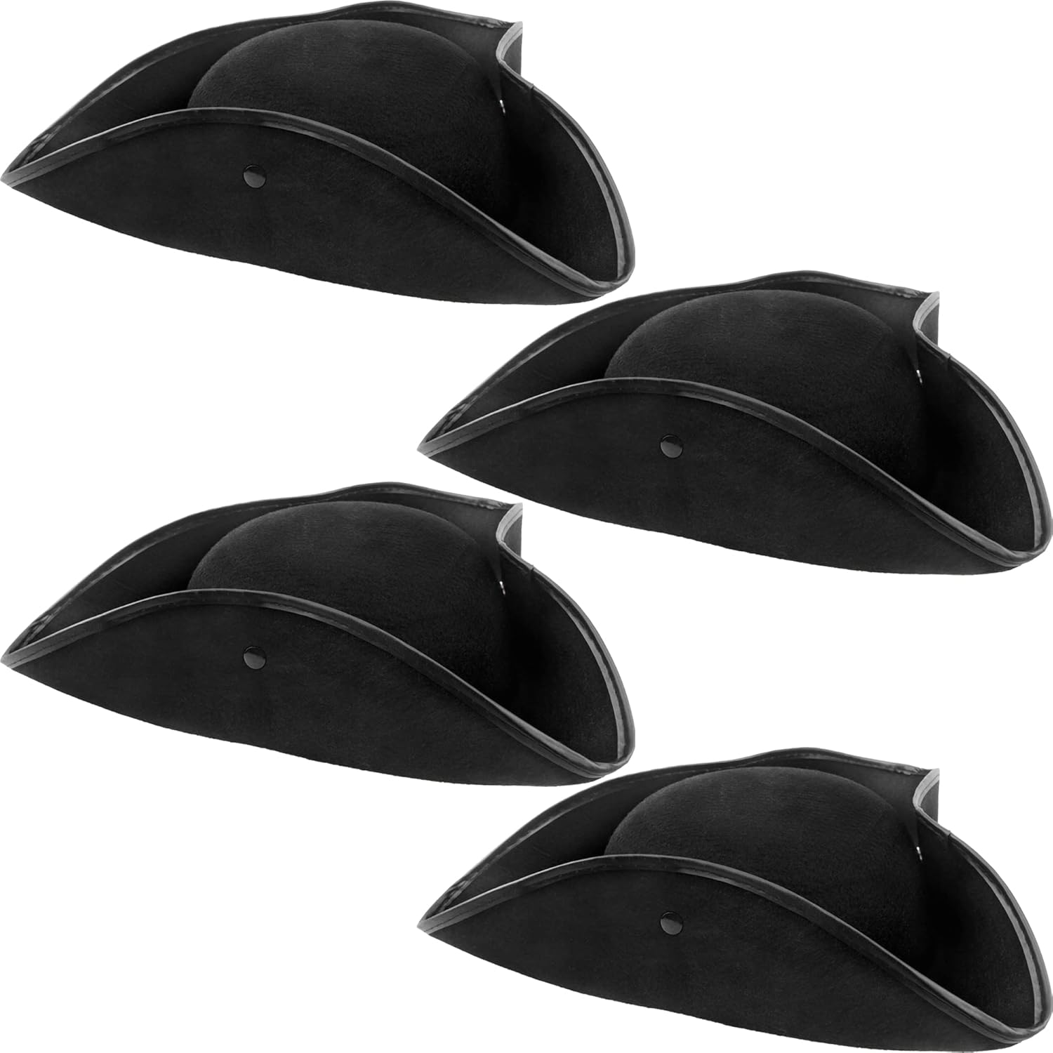 4 Pack Black Pirate Hat Tricorn Hat Buccaneer Hat for Halloween Cosplay Pirate Theme Party Costume Accessory