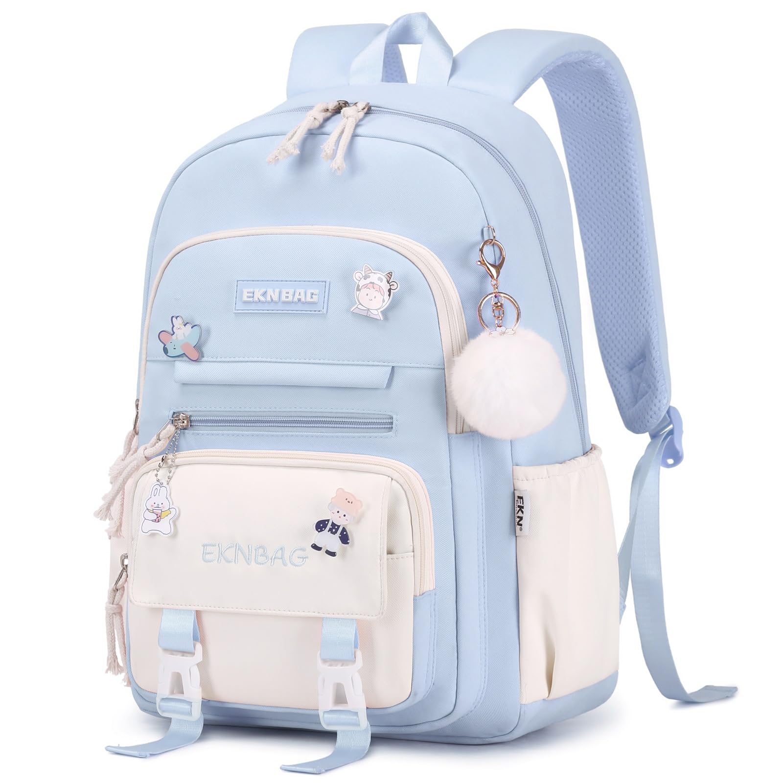 Tanou Cartable Fille Primaire, 20 Litres Sac a Dos College Fille Cartable Kawaii avec Pendentif, Léger Sac Ecole Primaire pour Enfants de 7 à 14 ans