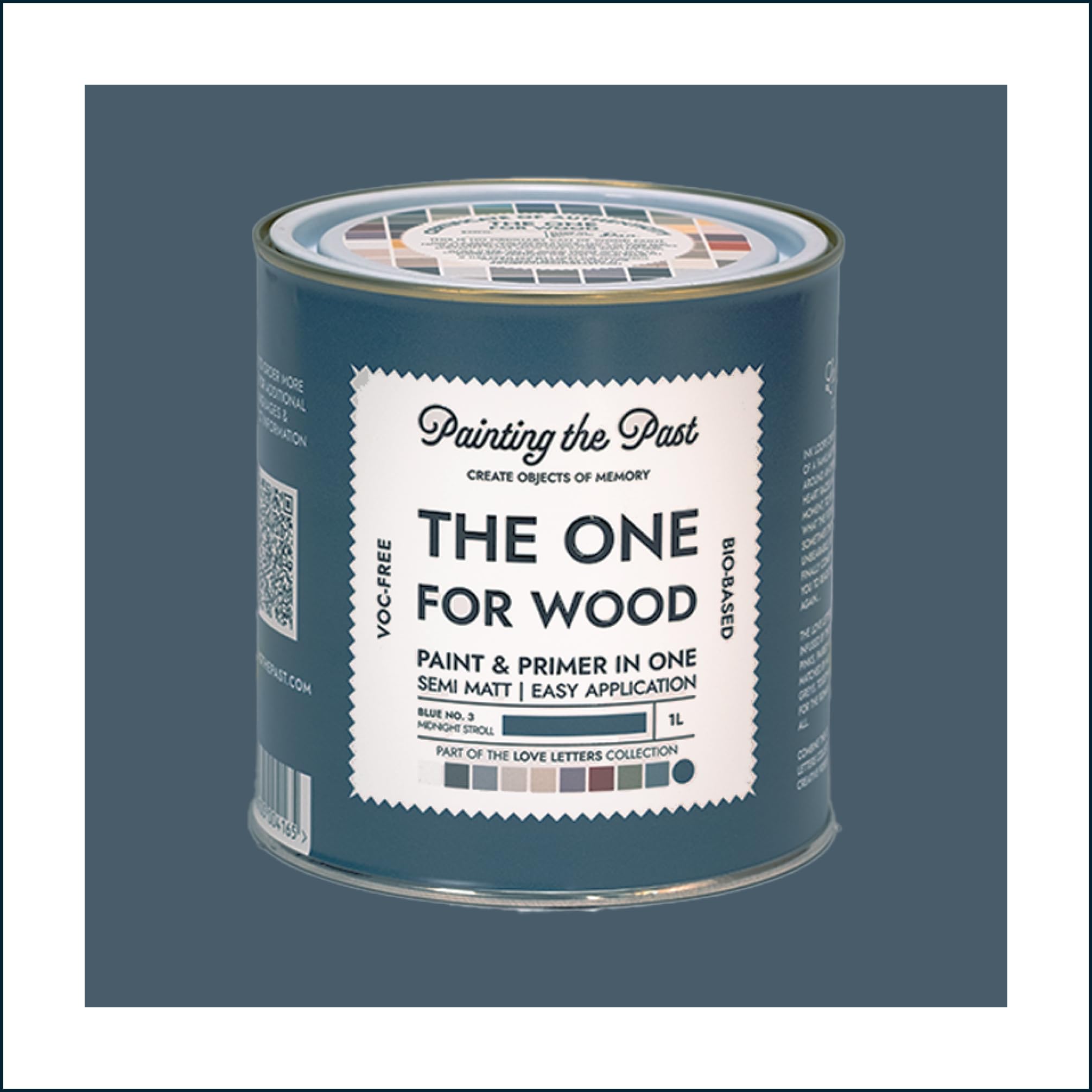 Painting The Past Blue No. 3 Midnight Stroll The One For Wood Paint & Primer 1L | Semi Matt Finish, Bio-Based & Voc-Free Formula For Wooden Furniture & Surfaces | Durable & Easy Indoor Home Decorating