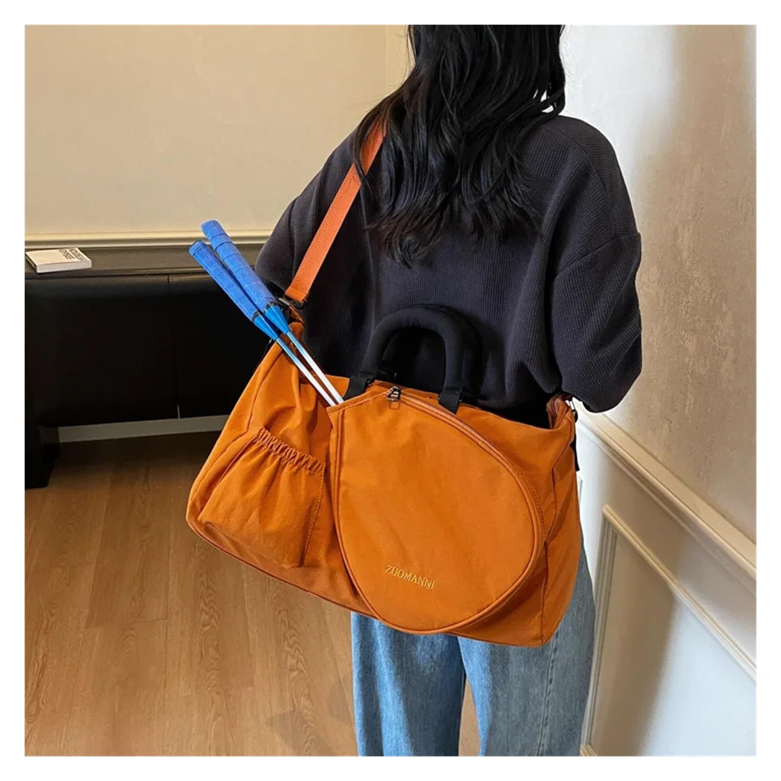 Bolsa for Raqueta De Tenis Bádminton 36-55L for Mujer, Bandolera Mano con Separación En Seco Y Húmedo for Fitness, Viaje Un Solo Hombro