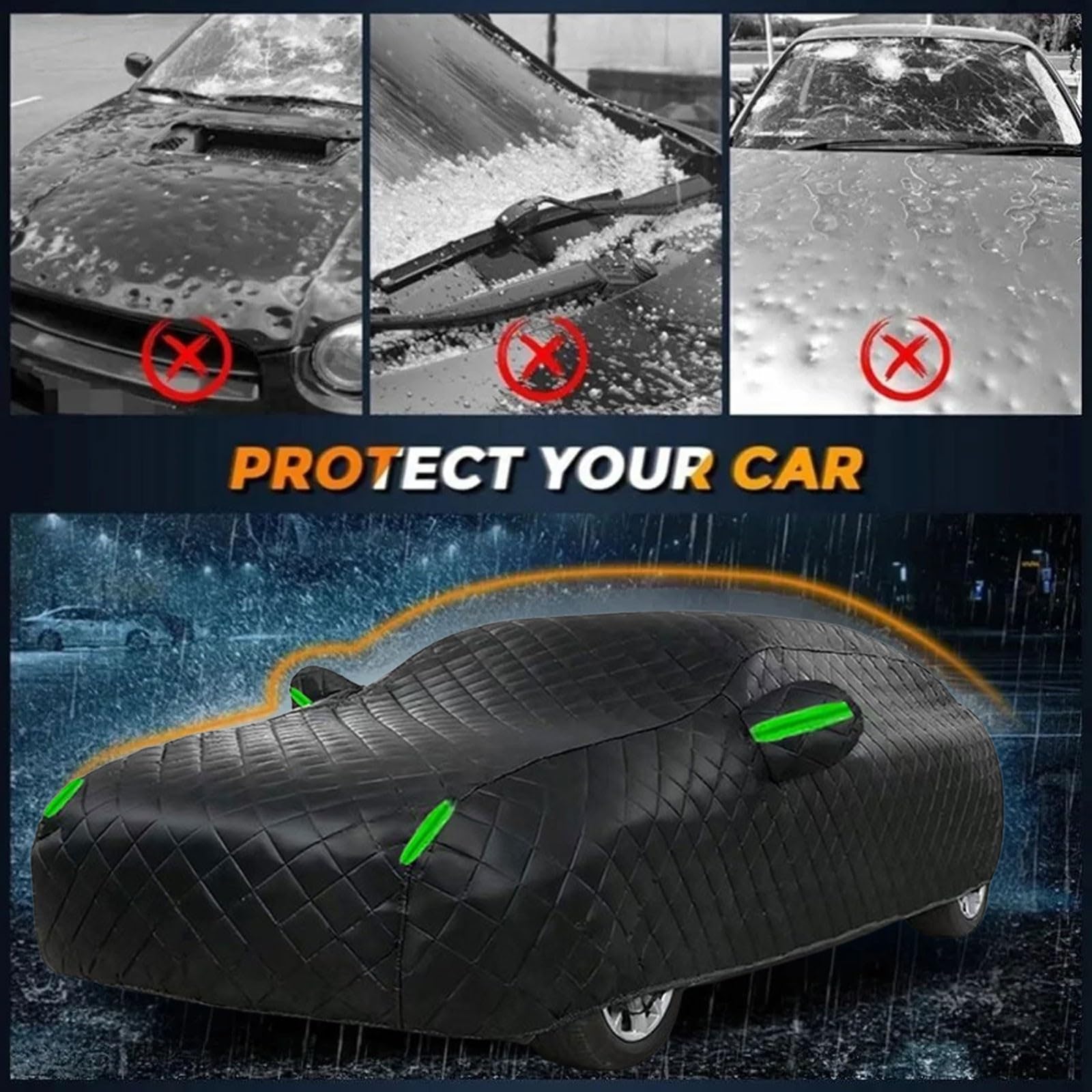 Bâche Voiture Anti-grêle pour DS DS4(2021-2025)– Housse Voiture Extérieure Coton Rembourré Épais, Étanche sur Mesure – Protection Contre Grêle Neige Gel UV