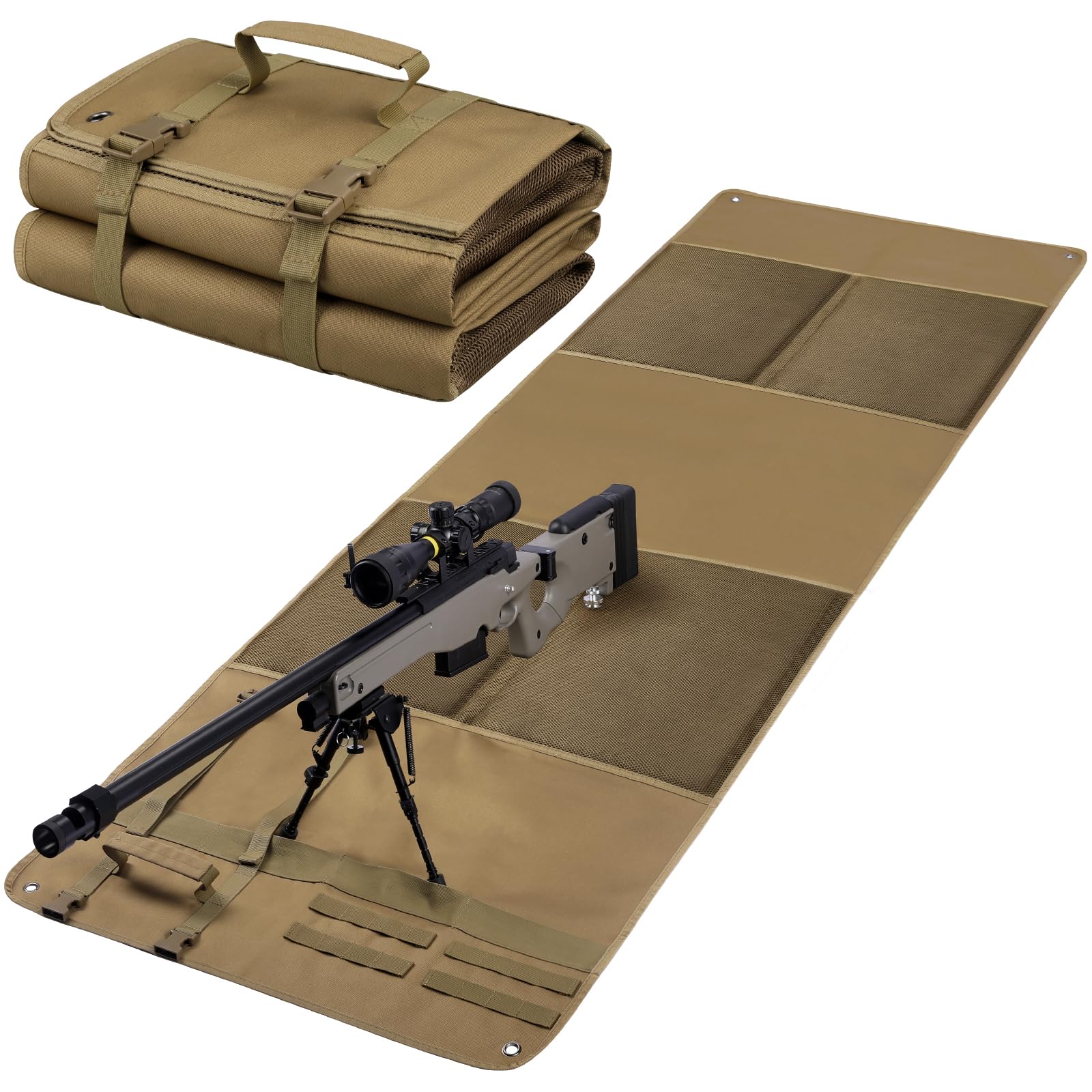 LIVANS Shooting Mat Prone Padded for Range Shooting, Tactical Shooting Pad Folded Shooter Blanket with Bipod Holder, for Hunting Outdoor Training Competition or Military Application | Extended Design