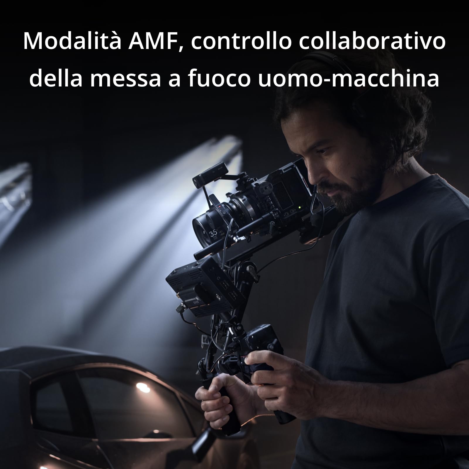 DJI Focus Pro Creator Combo, Controllo degli obiettivi AMF, Messa a fuoco fino a 20 m, 76.800 Punti di distanza ‌LiDAR, Riconoscimento tramite IA, Controllo dell'obiettivo FIZ, Unità manuale