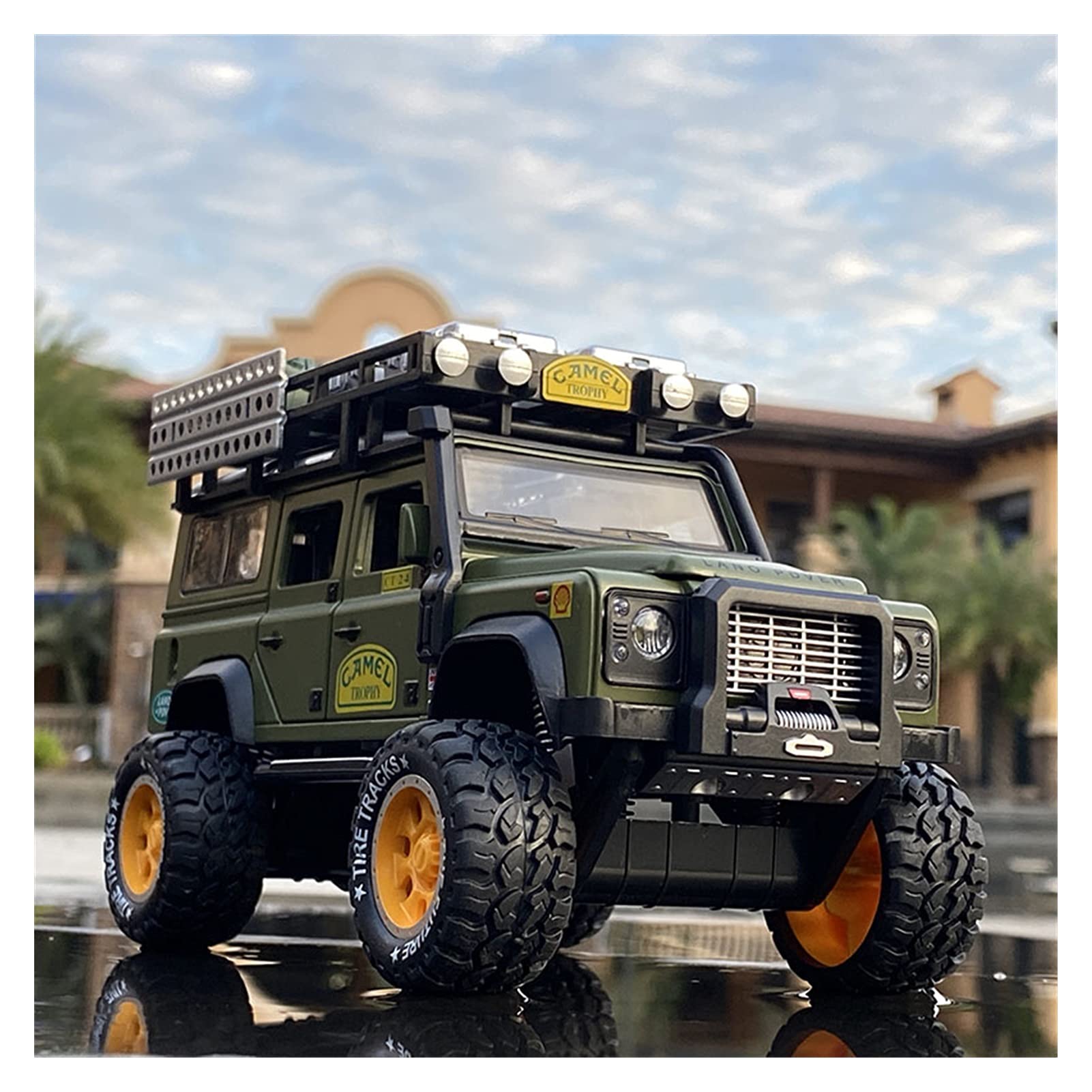 Veicoli a Motore in Scala 1/28 para Land Rover Defender Camel Cup Simulación De Fundición A Presión Modelo De Coche Todoterreno Vehículo De Juguete Modello di Auto Replica (Color :