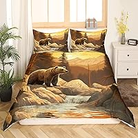 Vista 18 de Anlter - Funda de edredón matrimonial, juego de ropa de cama de cazador de ciervos dorados para niños, adolescentes y adultos, funda de edredón