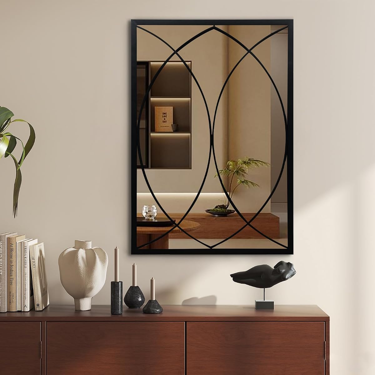 Black Rectangle Wall Mirror, Farmhouse Decorative Mirror for Entryway, Living Room, Bedroom, Hallway, Fireplace, Accent Wall Decor (Black2, 30'' x 20'')