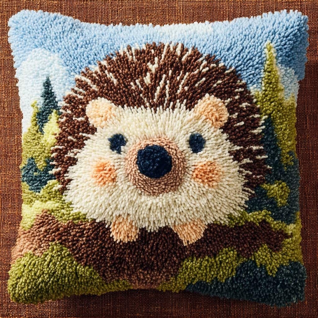 Henypt Latch Hook Pillow Case Kits, Hedgehog