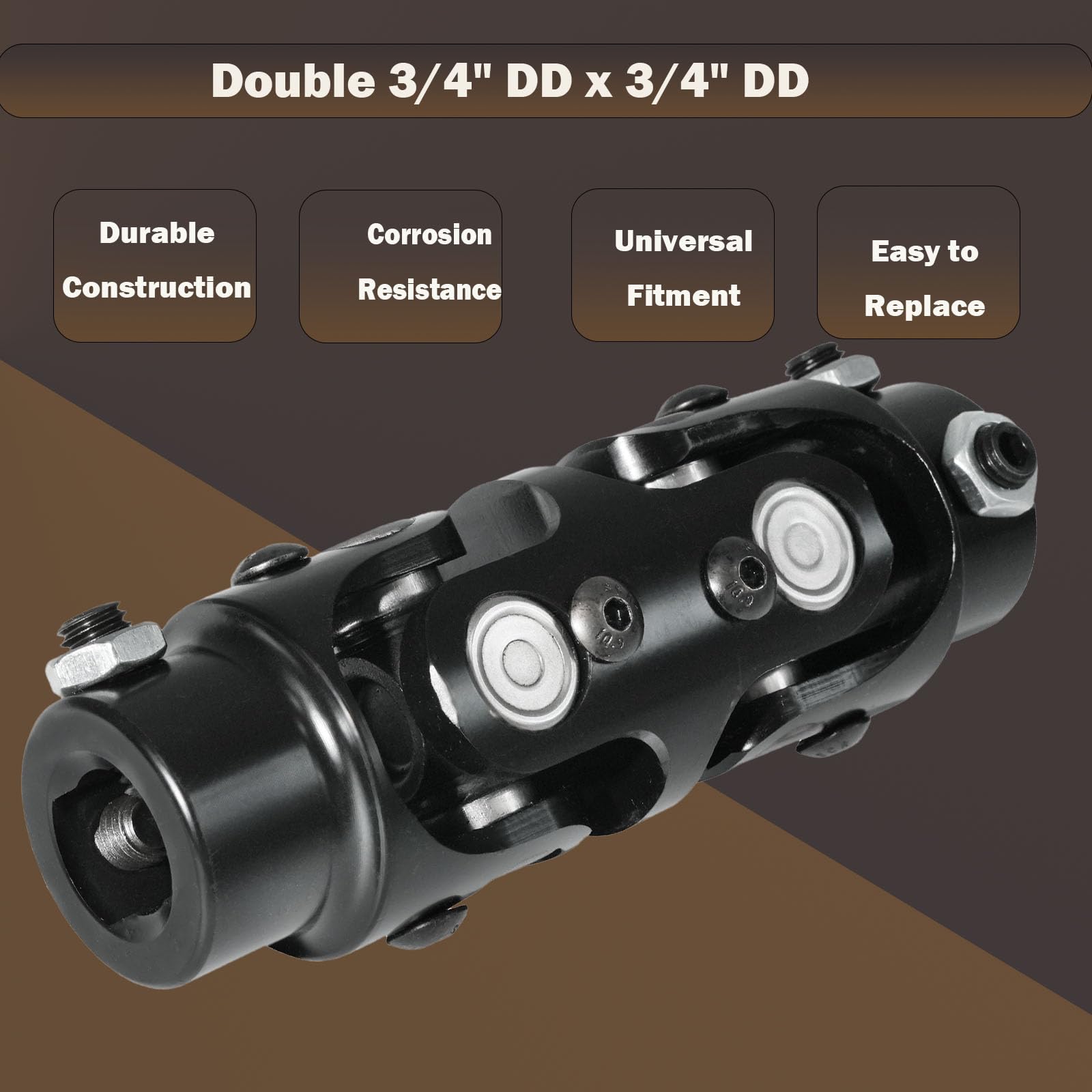 Steering Shaft Joints 3/4" DD X 3/4" DD Double U Joint Coupler Black Powder Coated Universal Steering 3 In Couplers - Foto 6