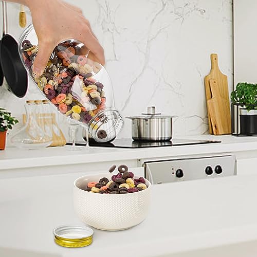 Miniatura 7 de ZOOFOX Paquete de 4 botellas de leche de vidrio de 32 onzas con tapas, recipiente de leche vintage para refrigerador, botellas de jugo de vidrio,