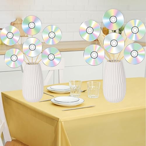 Miniatura 9 de Decoraciones retro de fiesta de los años 90, 16 piezas de CD disco de centro de mesa, decoración de mesa para fiesta de cumpleaños de los años 90 y
